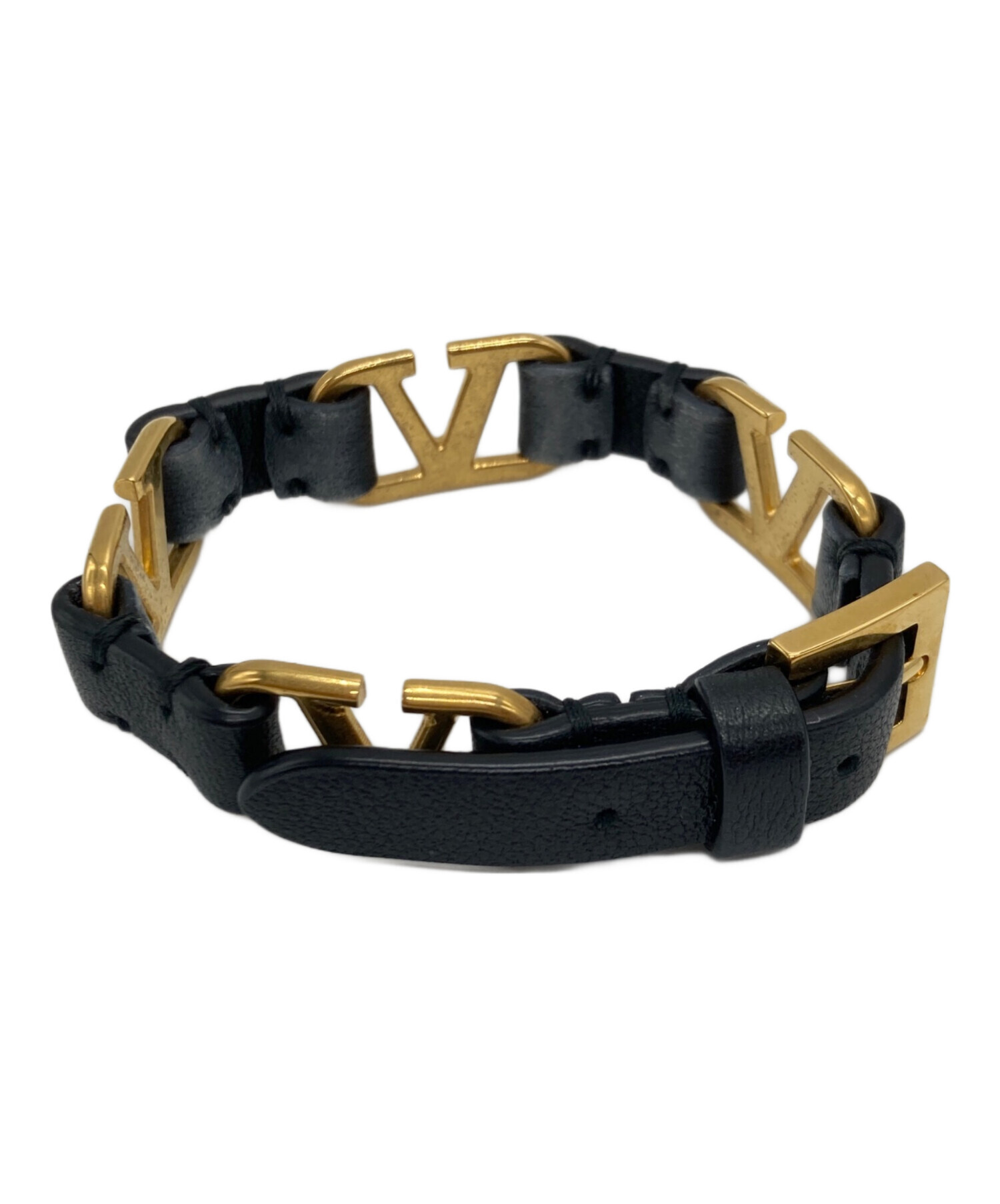 中古・古着通販】VALENTINO (ヴァレンティノ) ロゴレザーブレスレット 