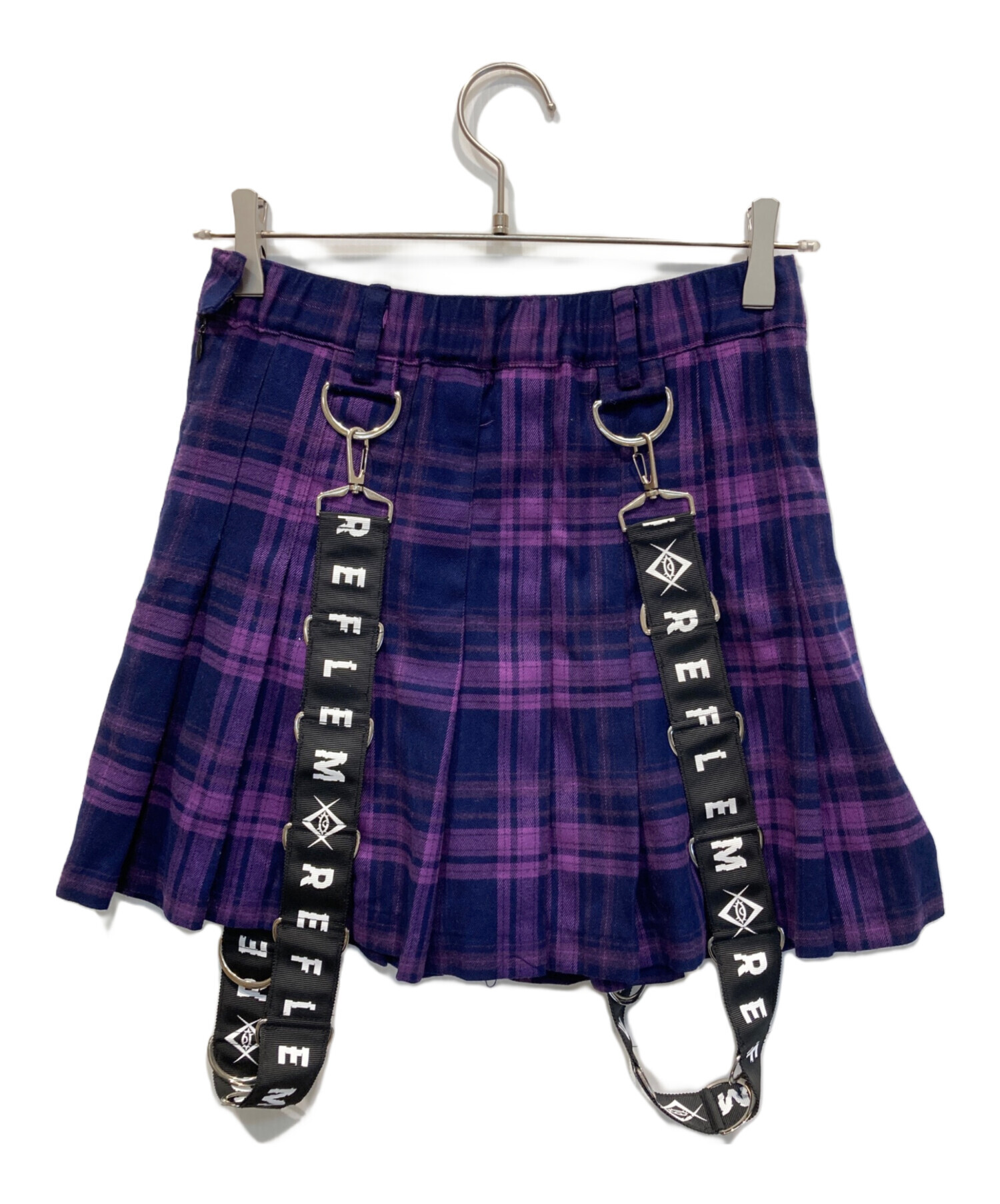 REFLEM レフレム レッグカバー 付き ミニスカート パープル チェック