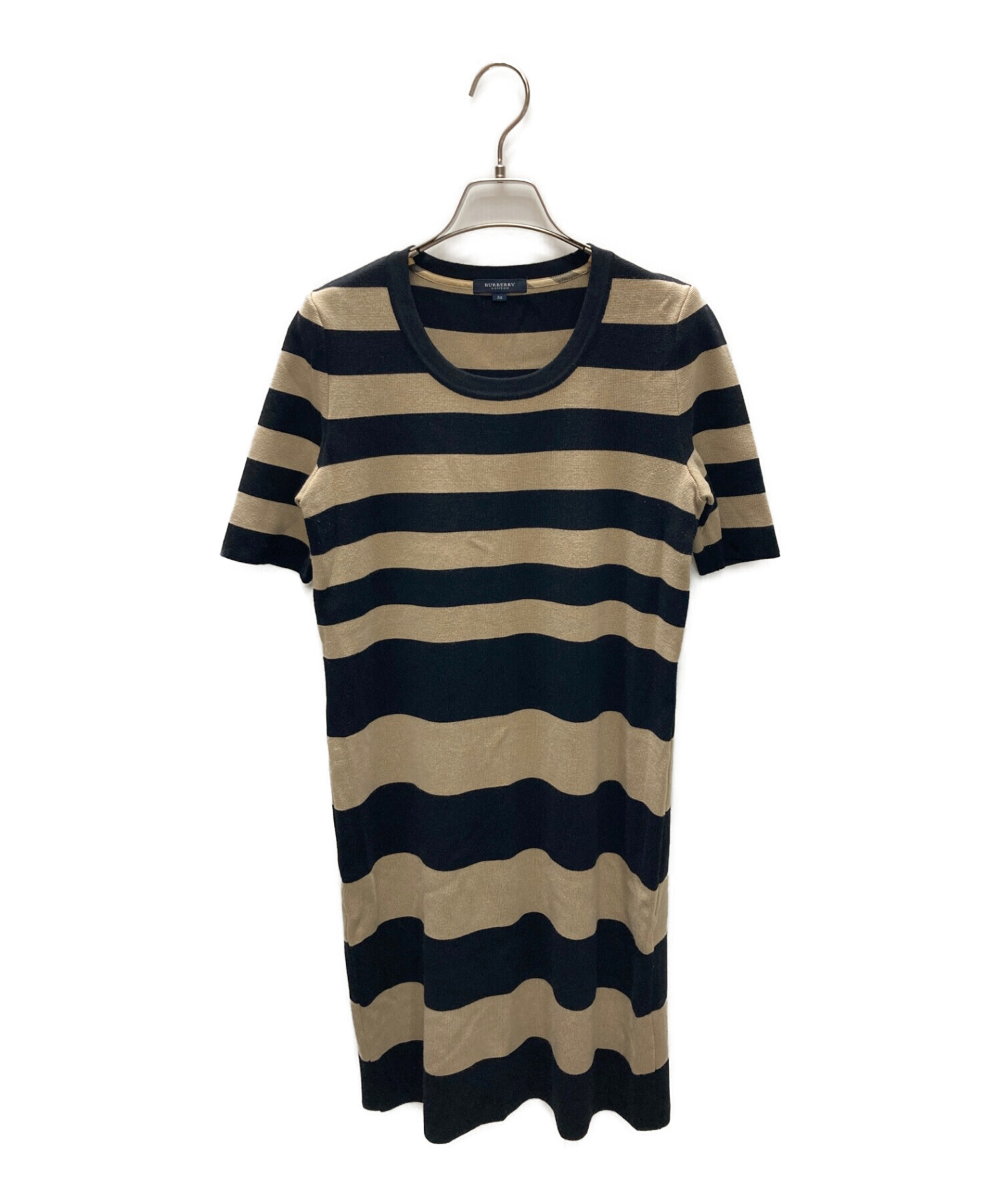 中古・古着通販】BURBERRY (バーバリー) ボーダーワンピース ベージュ 