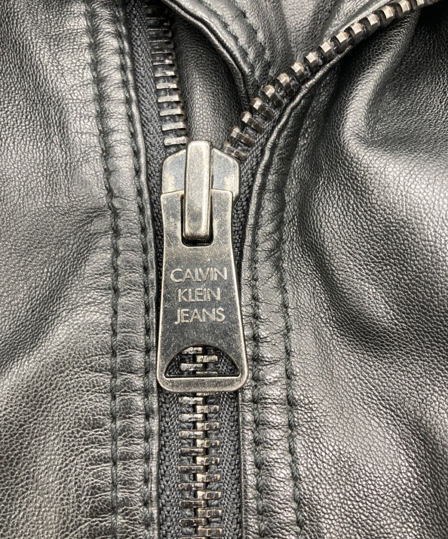 Calvin Klein Jeans (カルバンクラインジーンズ) ラムレザーライダースジャケット ブラック サイズ:S