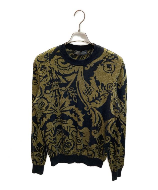 中古・古着通販】VERSACE (ヴェルサーチェ) 総柄ニット ブラック 