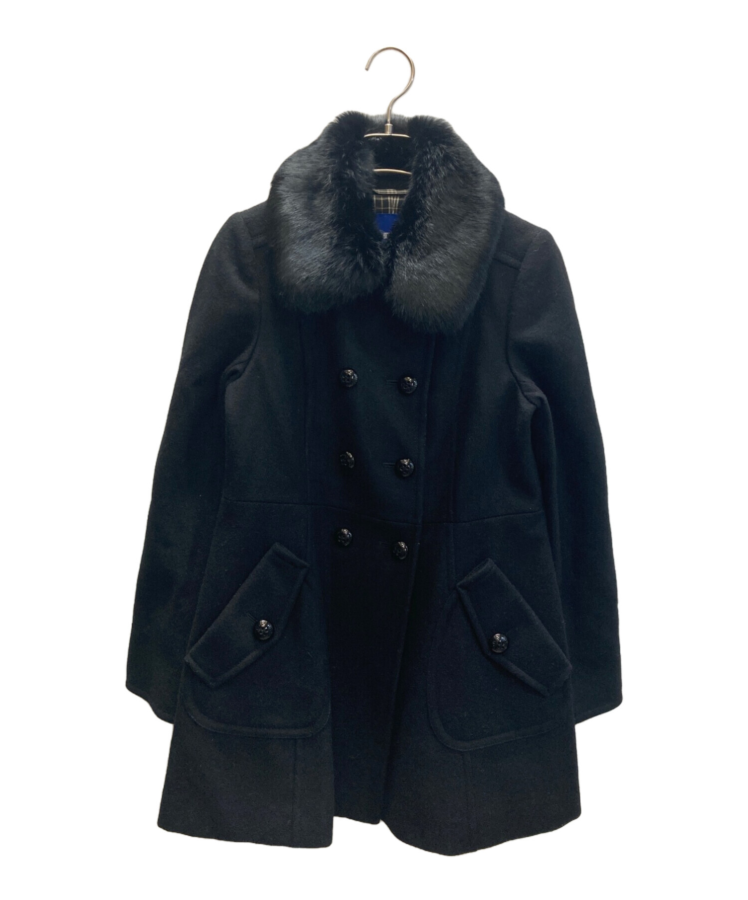 BURBERRYBLUE LABELラビットファー付きコート38