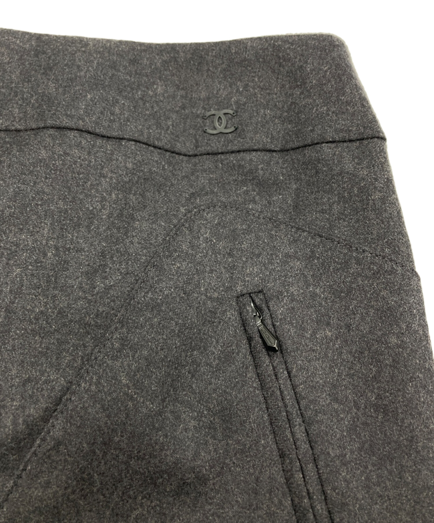 中古・古着通販】CHANEL (シャネル) ウールカシミヤスカート グレー 