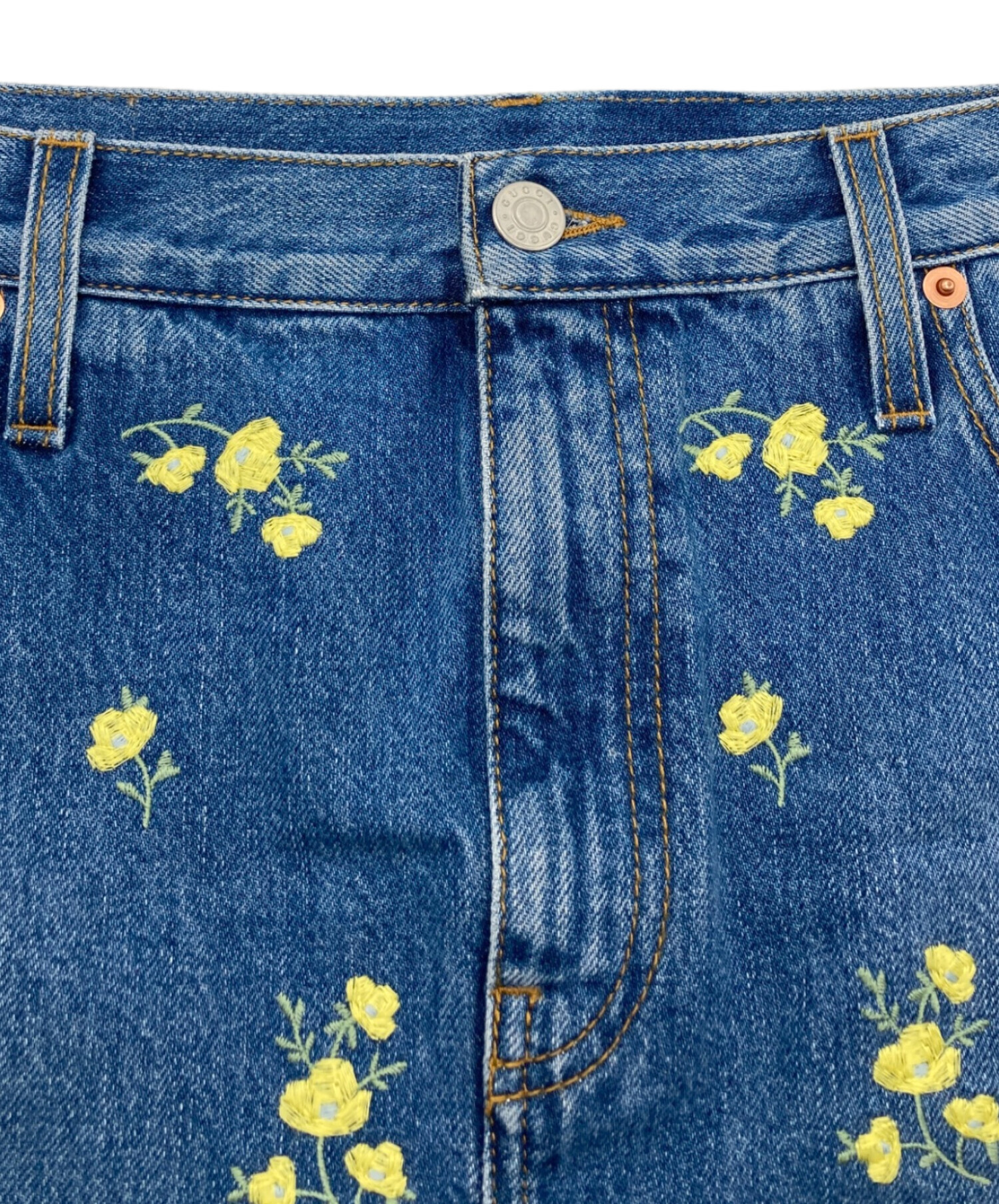 中古・古着通販】GUCCI (グッチ) フラワー刺繍デニムミニスカート 