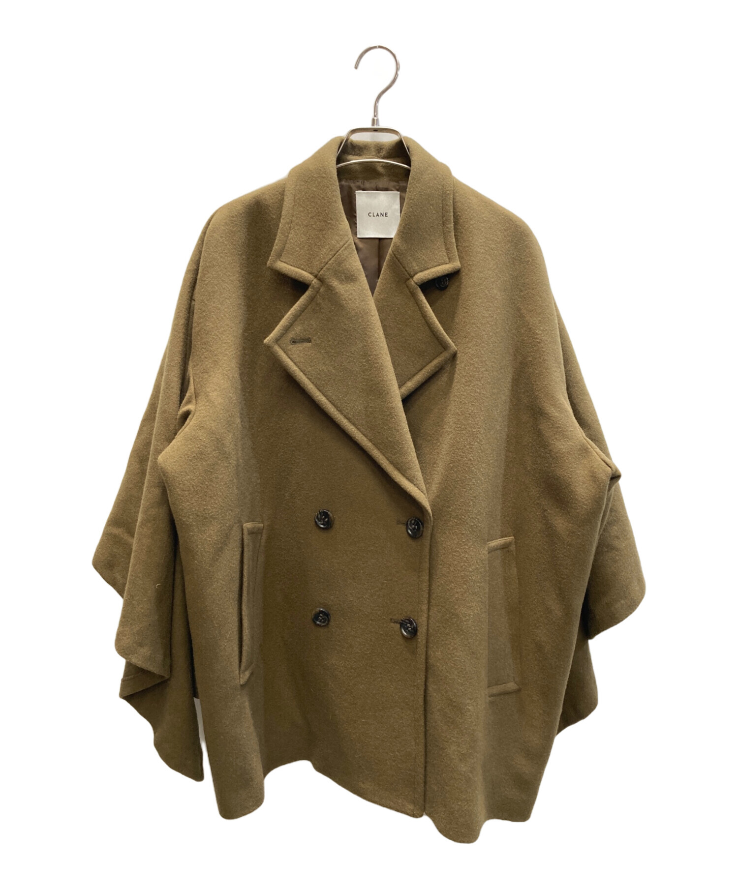 中古・古着通販】CLANE (クラネ) BACK FRILL DOUBLE COAT ブラウン 