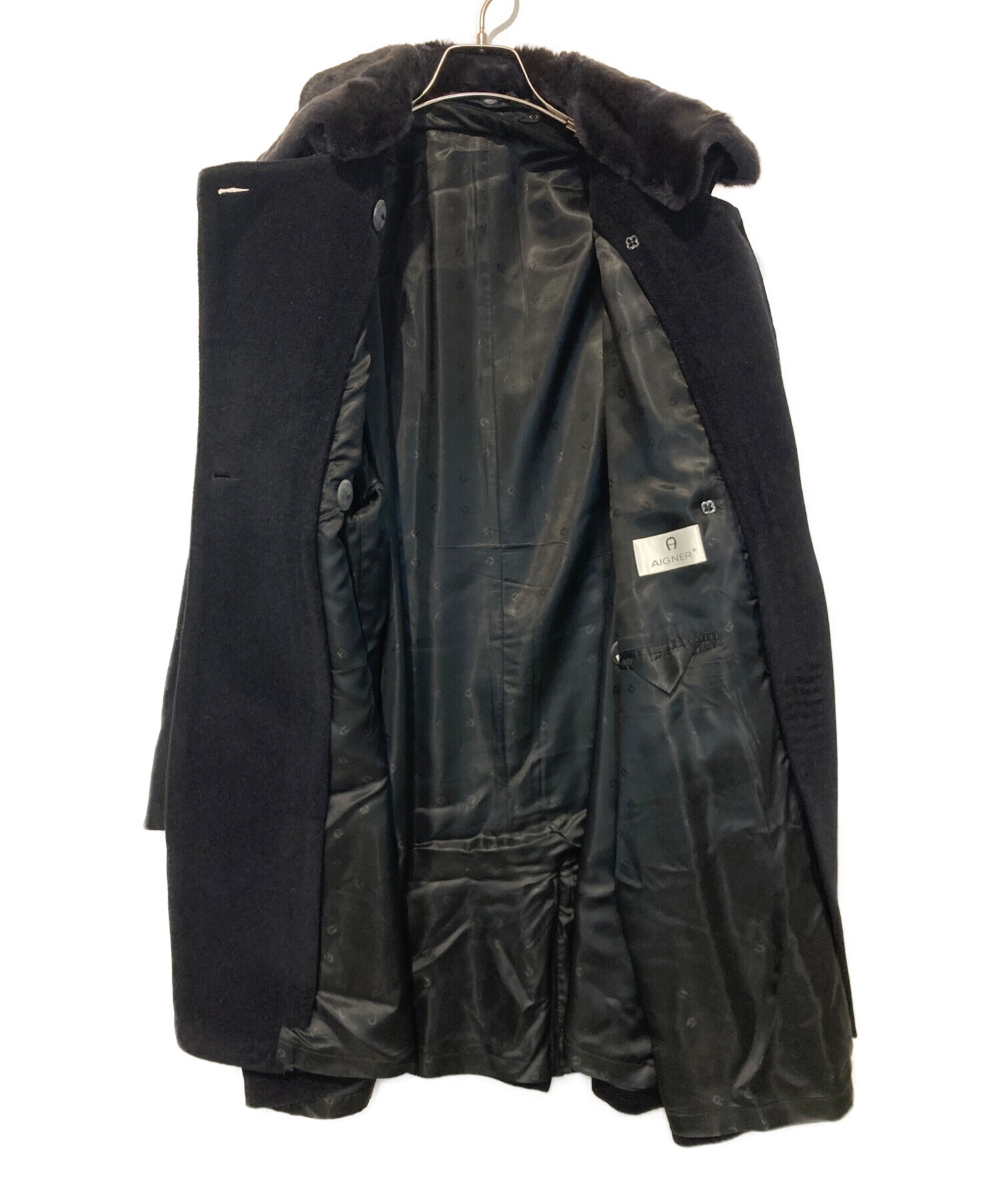 中古・古着通販】AIGNER (アイグナー) ダブルハーフコート ブラック 