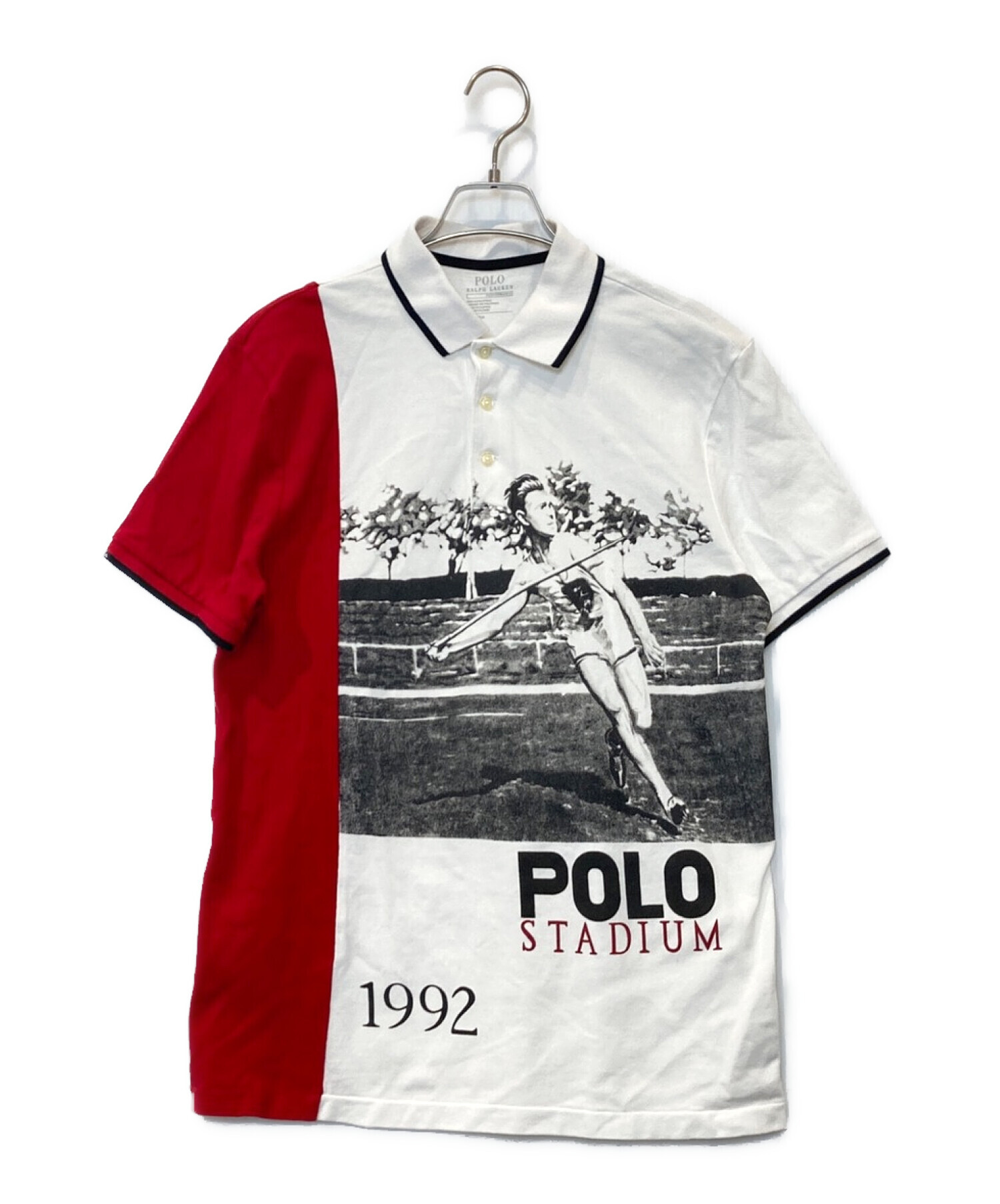 POLO RALPH LAUREN (ポロ・ラルフローレン) ポロシャツ ホワイト×レッド サイズ:M