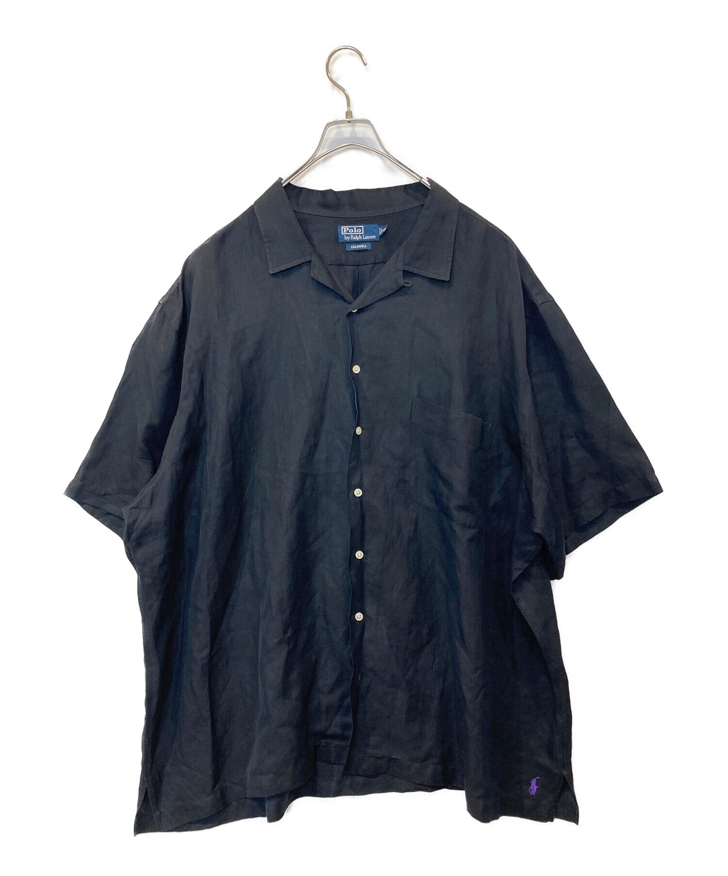 POLO RALPH LAUREN (ポロ・ラルフローレン) 【古着】裾ポニーオープンカラーシャツ ブラック サイズ:3XB