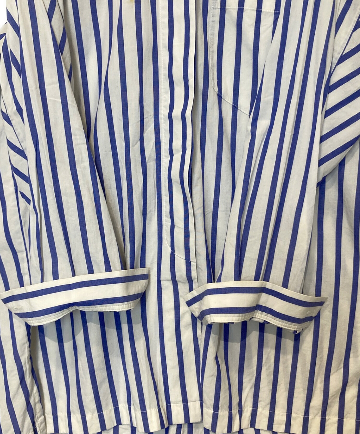 ISSEY MIYAKE (イッセイミヤケ) スタンドカラーシャツ ブルー×ホワイト サイズ:M