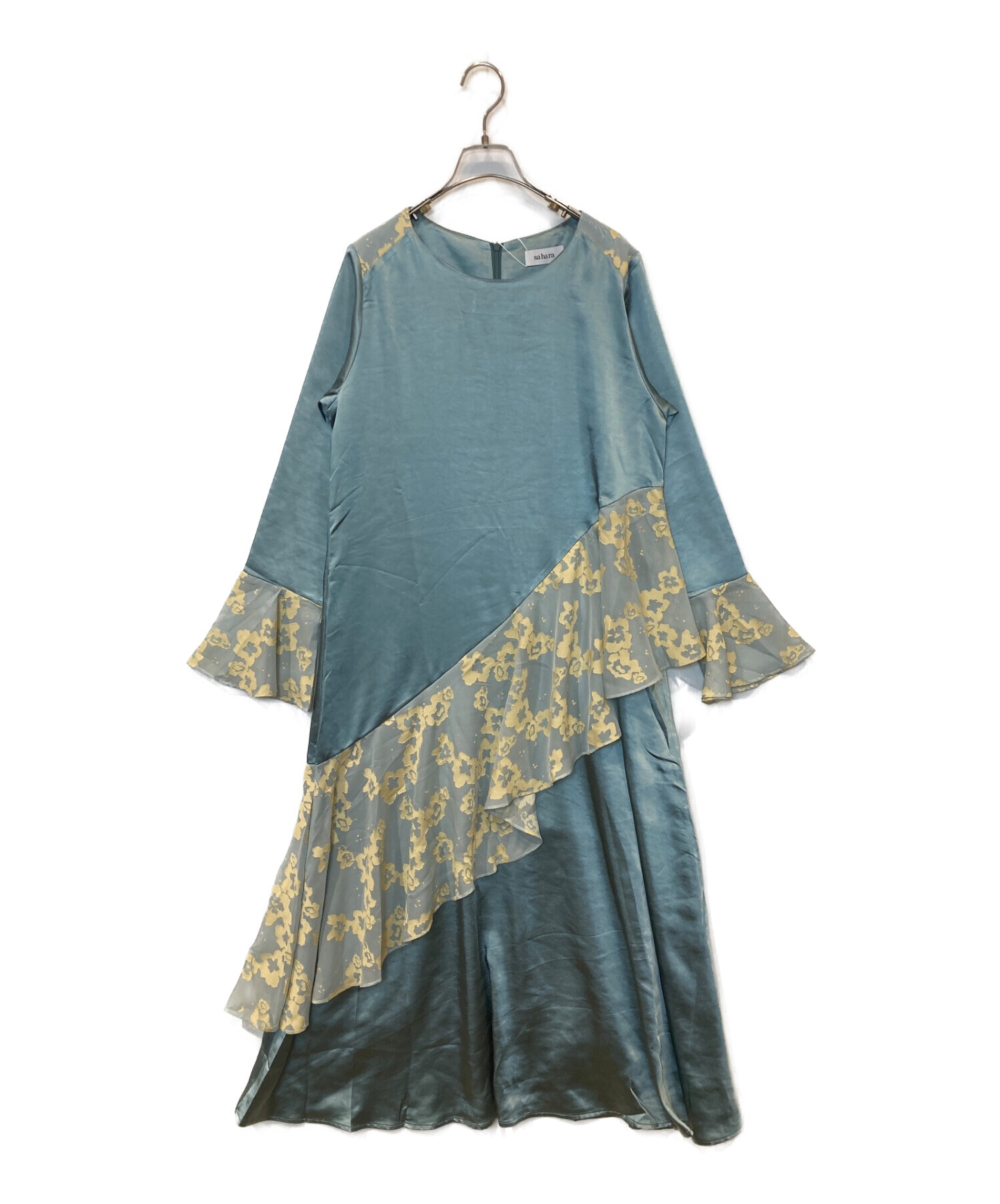 MARTE sahara (マルテ サハラ) フラワーフレアドッキングドレス ブルー サイズ:FREE 未使用品