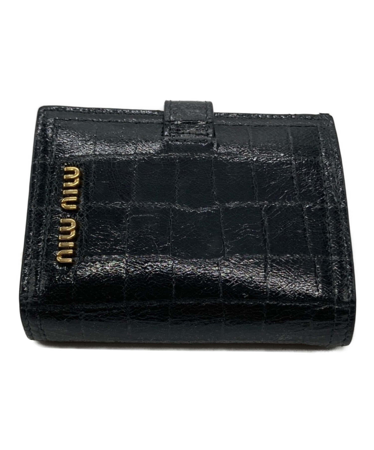 MIU MIU (ミュウミュウ) クロコ型押し二つ折り財布