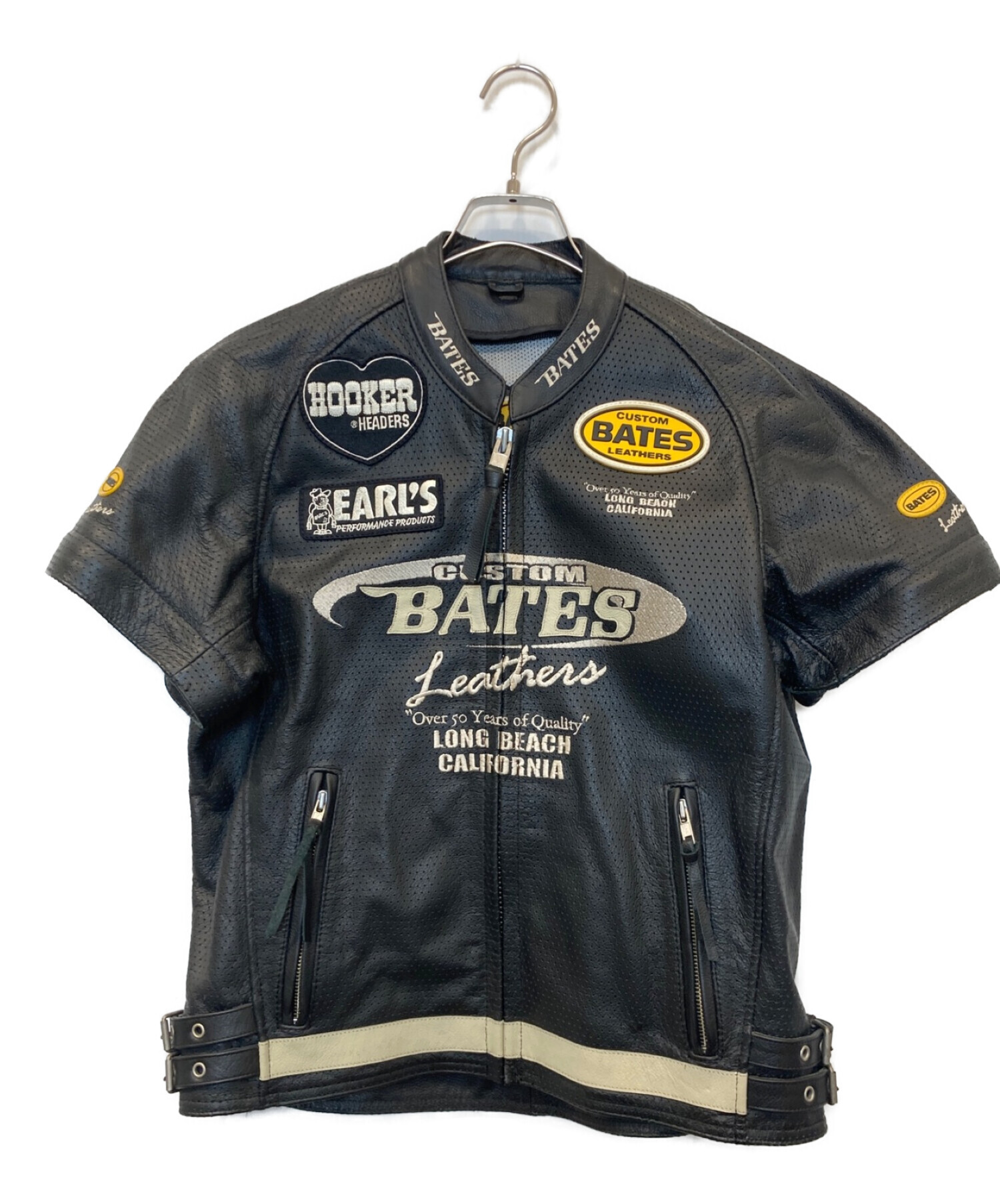 BATES カスタムレザー ジャケット サイズ1 ストライプデザイン ゴート