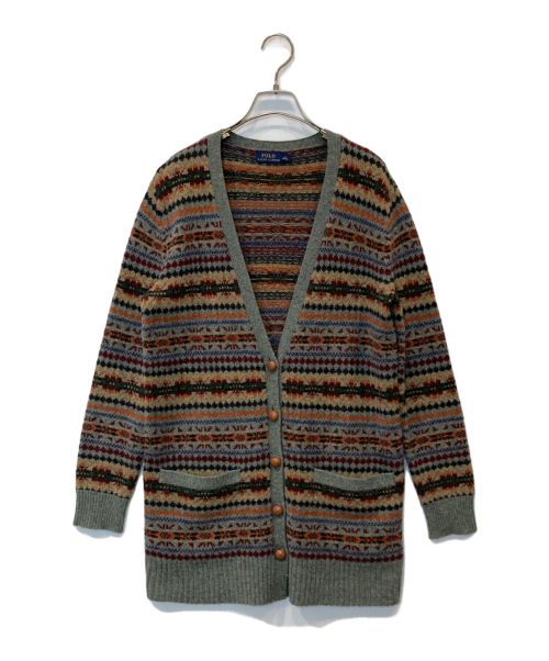 美品ラルフローレン ニットカーディガン ポンチョ グレー 切替 ウール ローレンラルフローレン LAUREN RALPH ニット ケープ