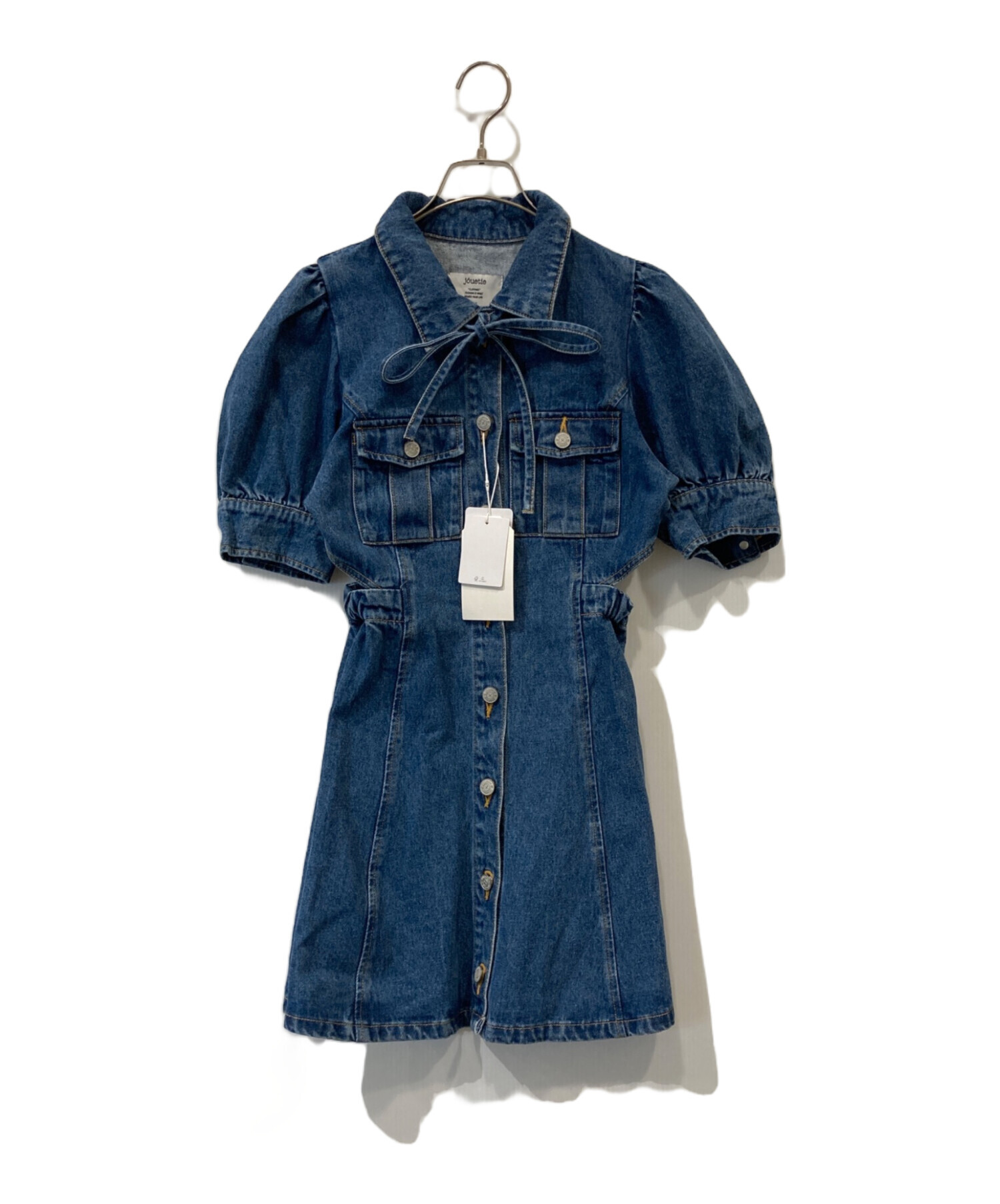 ブラックデニムミニワンピース 半袖 LA POMME petit（ラポミ・プチ）の