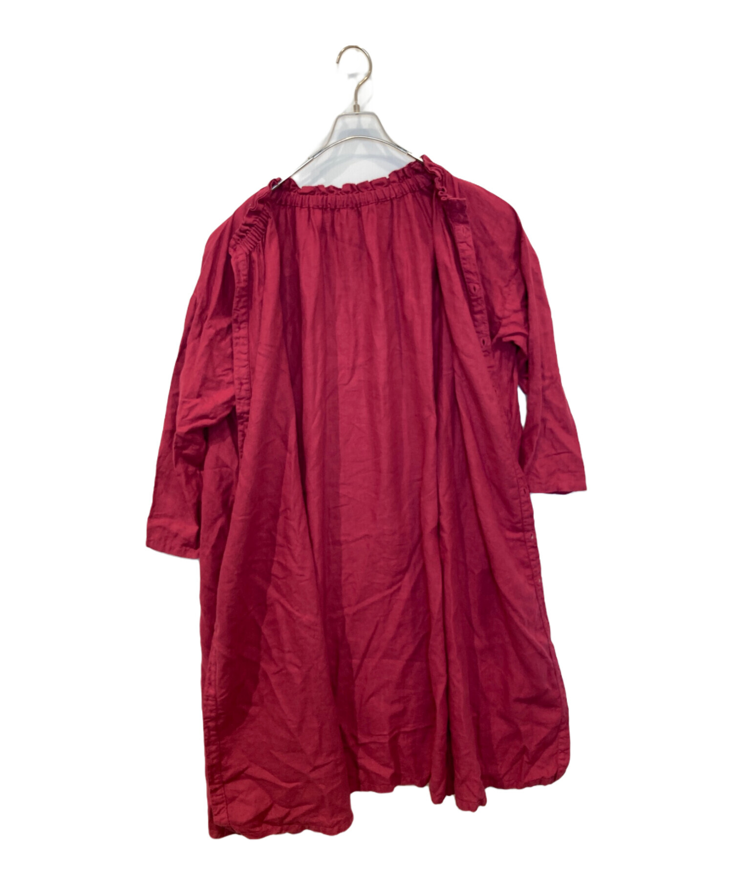 ネストローブ リネン シャーリングネックワンピース ピンク 見づらかっ 