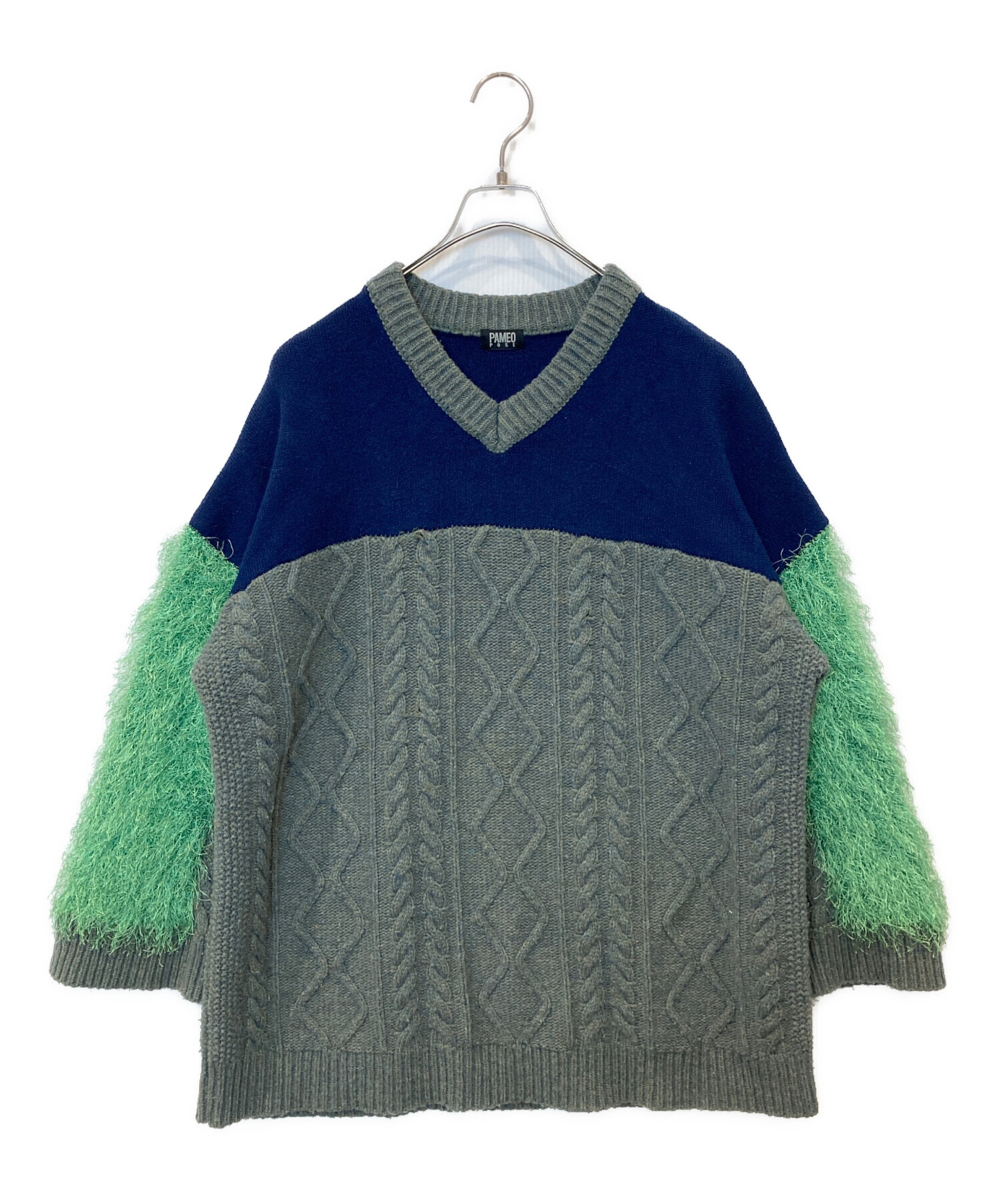 パメオポーズ】Switching V-neck Sweater パメオポーズ】Switching V-neck Sweater