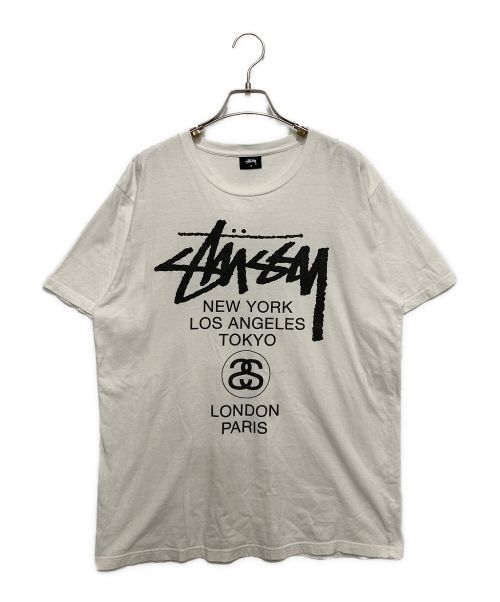 stussy ステューシー ビッグロゴ ワールドツアー 表記M 黒×黄 Tシャツ