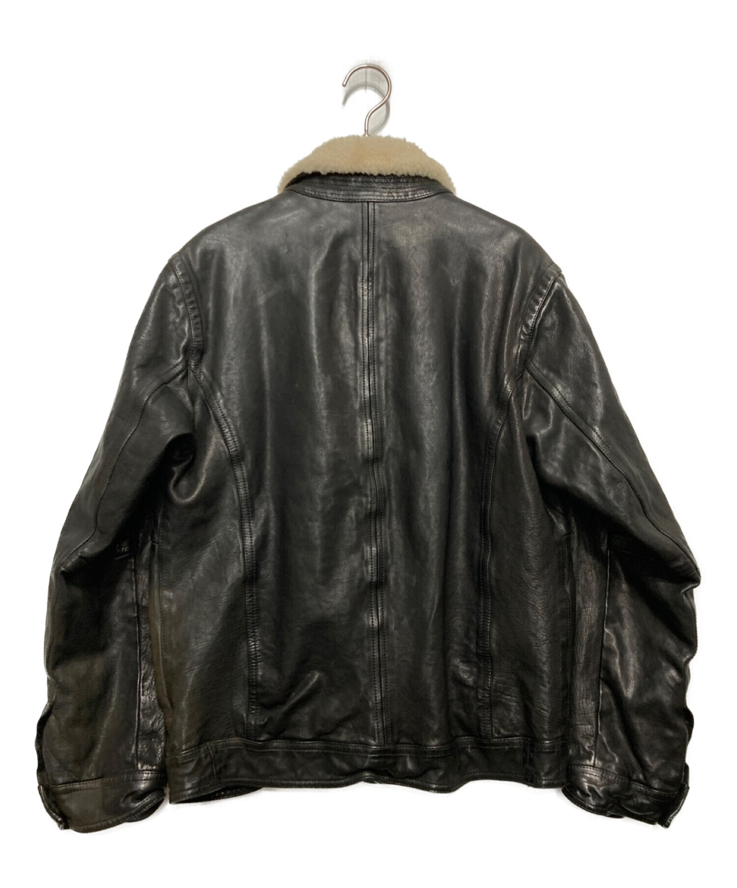 NEIL BARRETT (ニールバレット) 襟ボアレザージャケット ブラック サイズ:XS