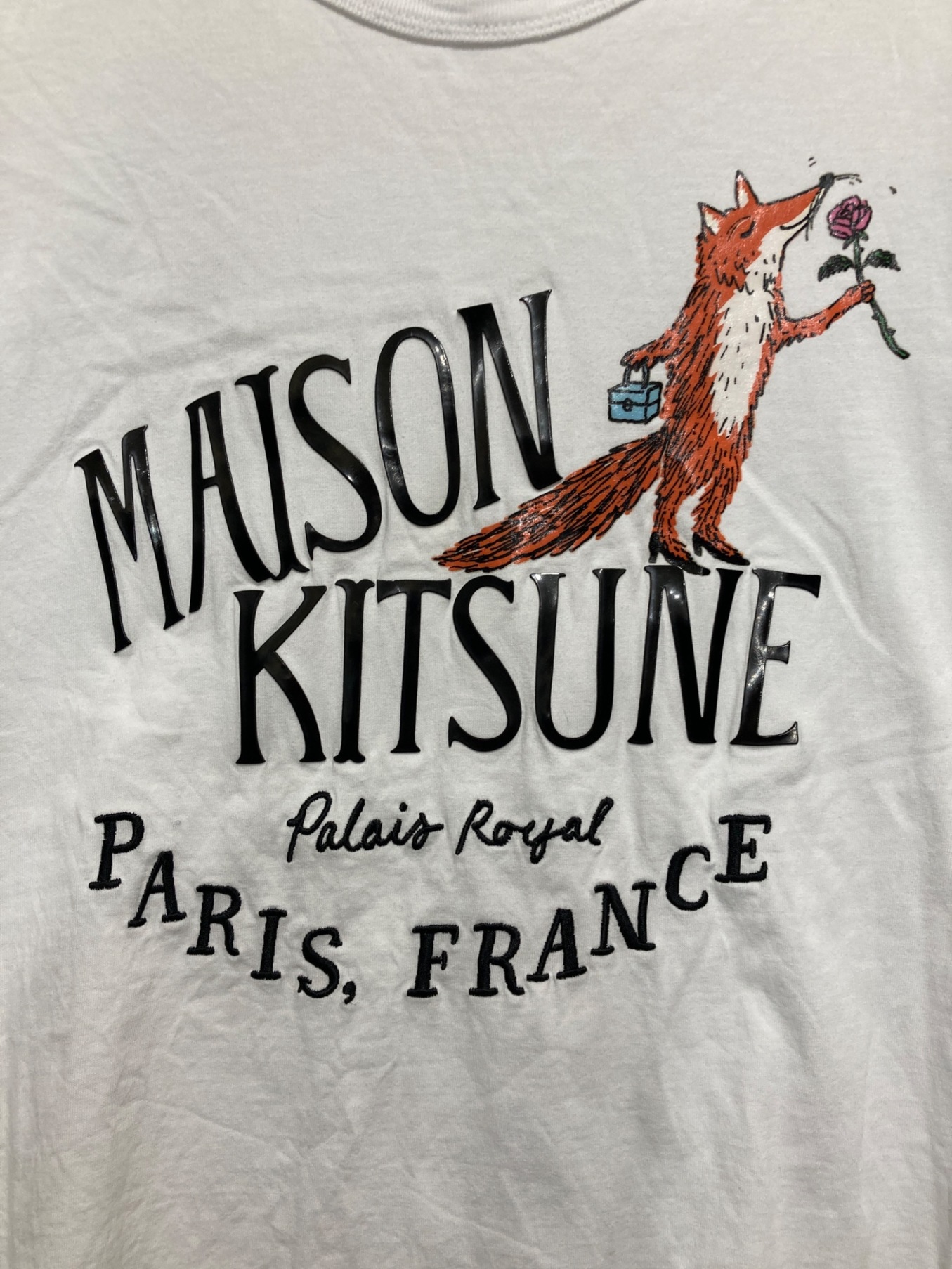 maison kitsune (メゾンキツネ) OLYMPIA (オリンピア) パレロワイヤル ROSE コラボ Tシャツ ホワイト サイズ:L