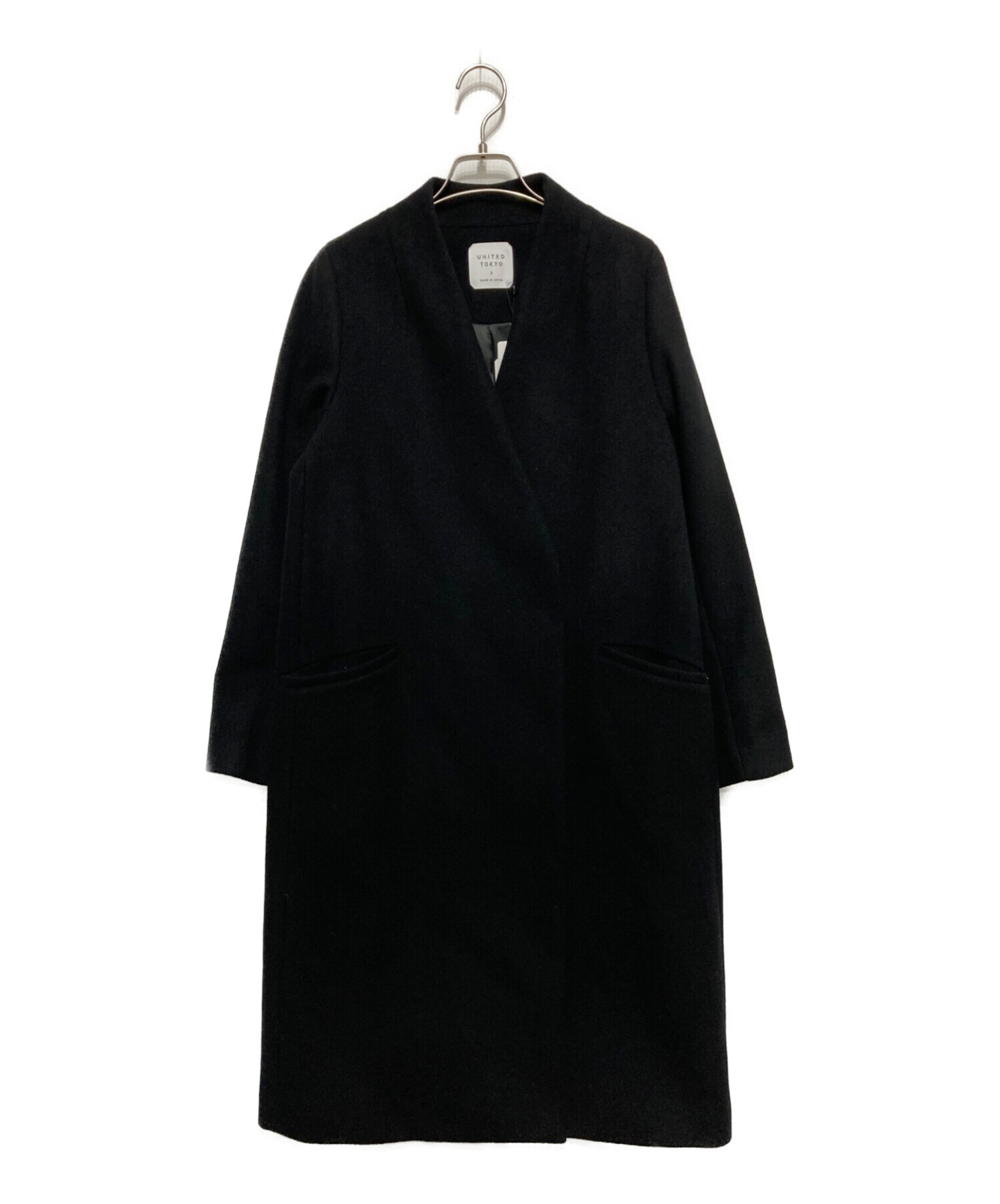 UNITED TOKYO (ユナイテッドトーキョー) エクストラウールVネックコート ブラック サイズ:SIZE2