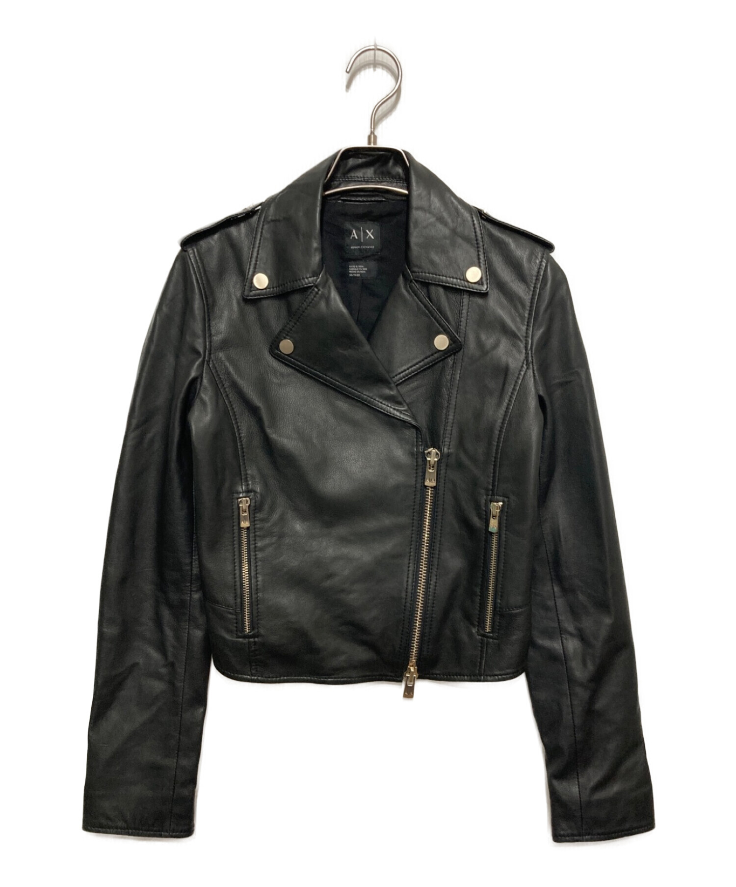 美品》 ARMANI EXCHANGE ライダースジャケット ゴールド S（アルマーニ 
