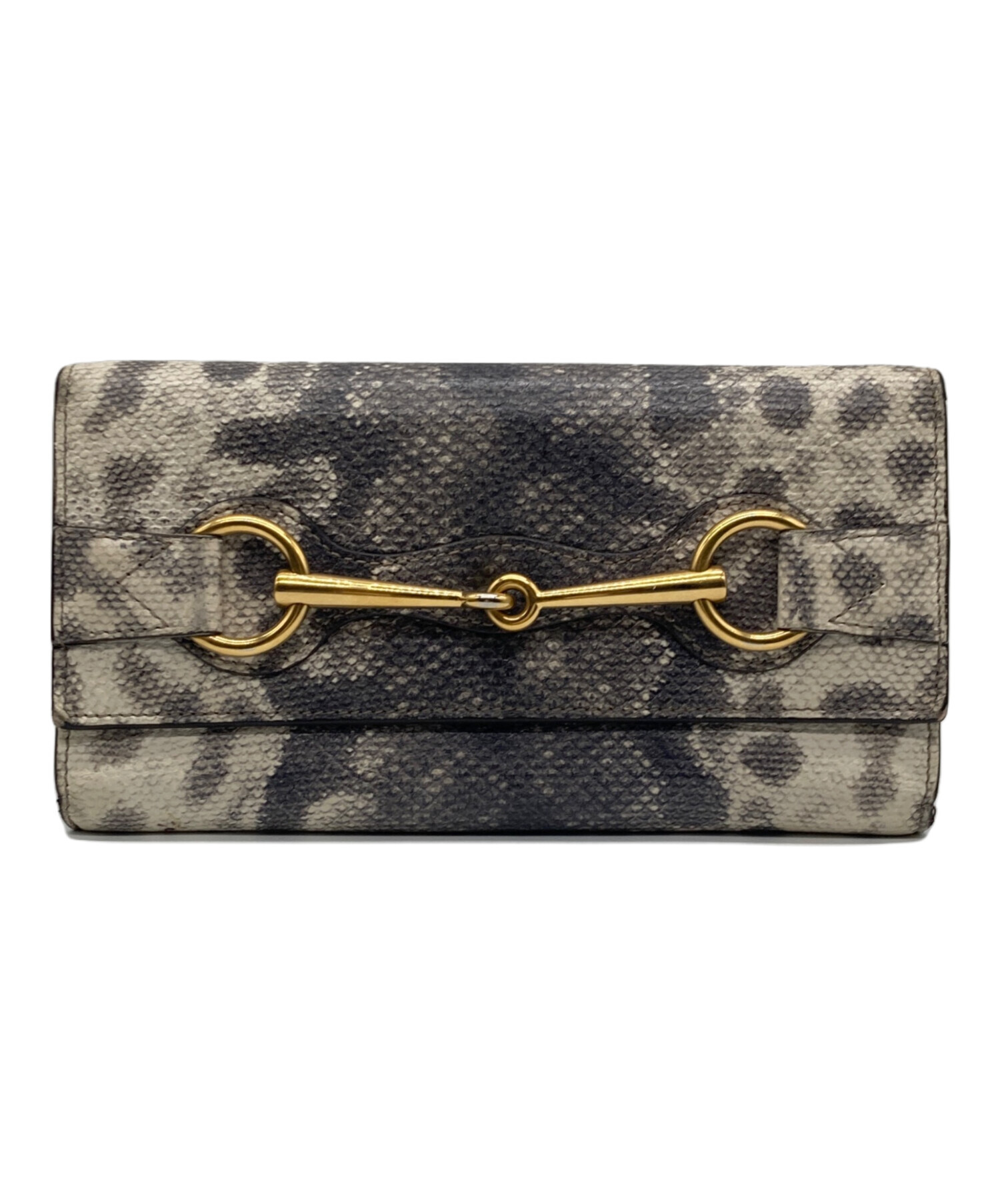 中古・古着通販】GUCCI (グッチ) ホースビット 長財布 グレー 