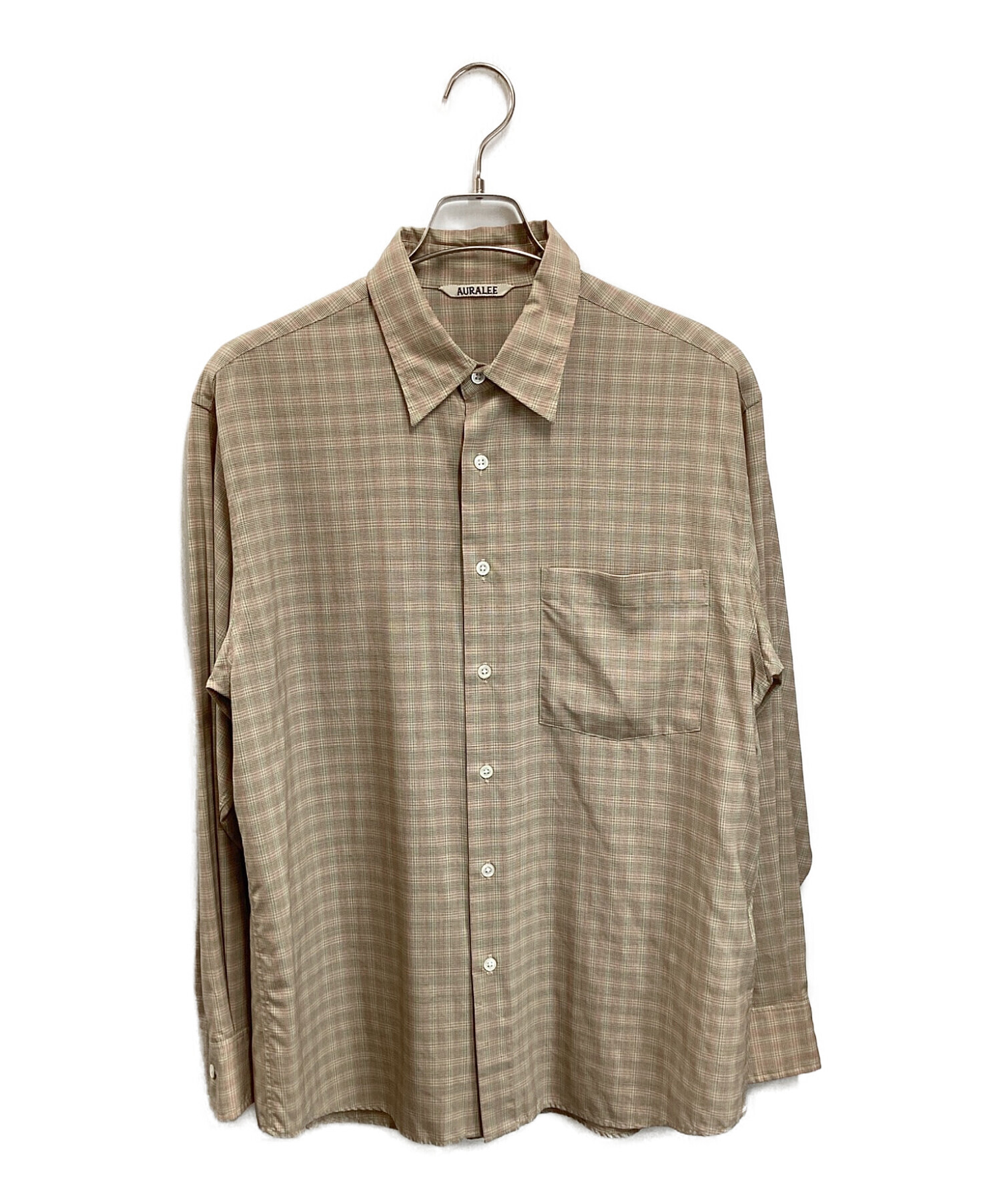 AURALEE SUPER LIGHT WOOL CHECK SHIRT みなぎり 4 灰