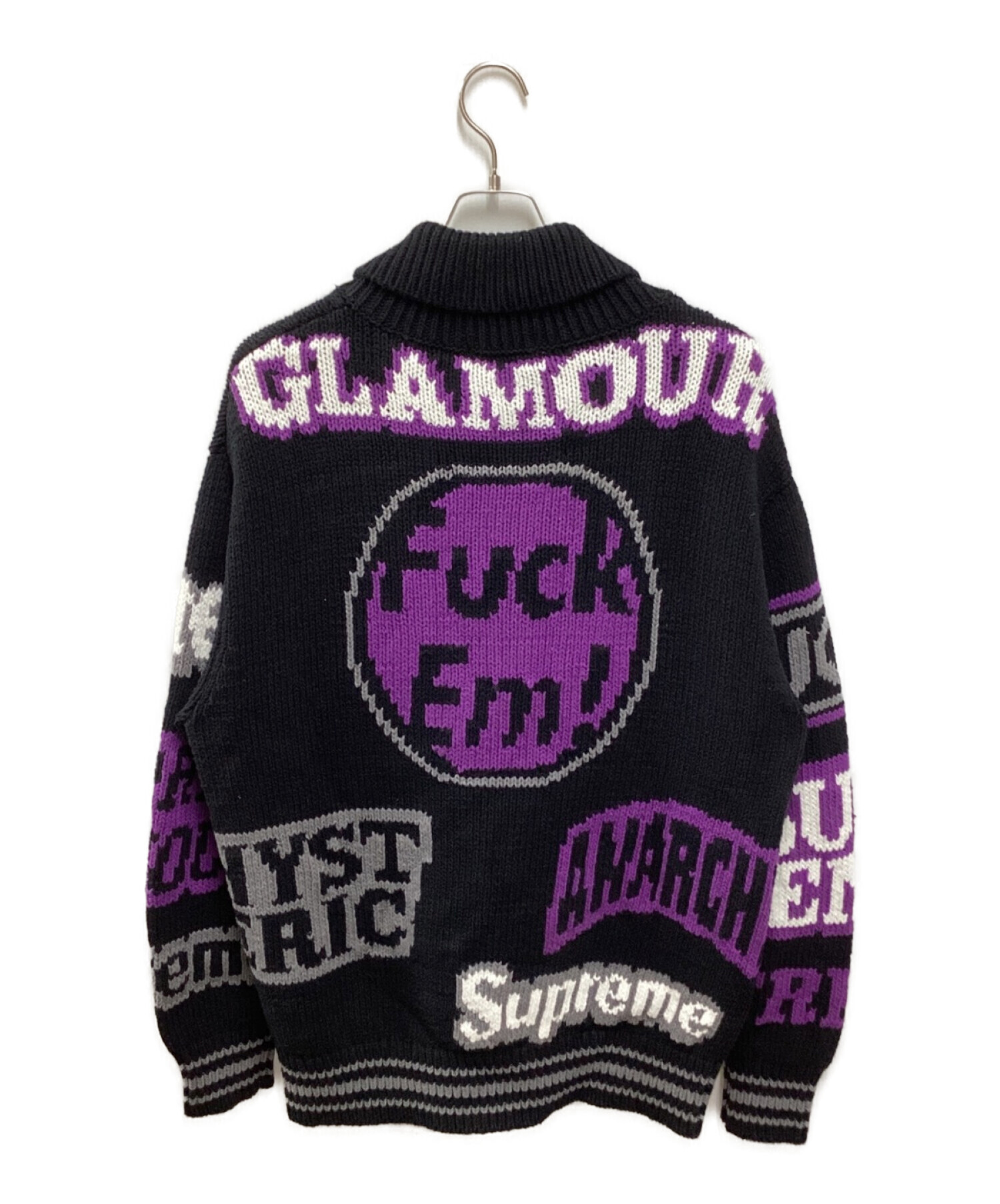 Supreme×HYSTERIC GLAMOUR (シュプリーム×ヒステリック グラマー) Logos Zip Up Sweater  ブラック×パープル サイズ:M