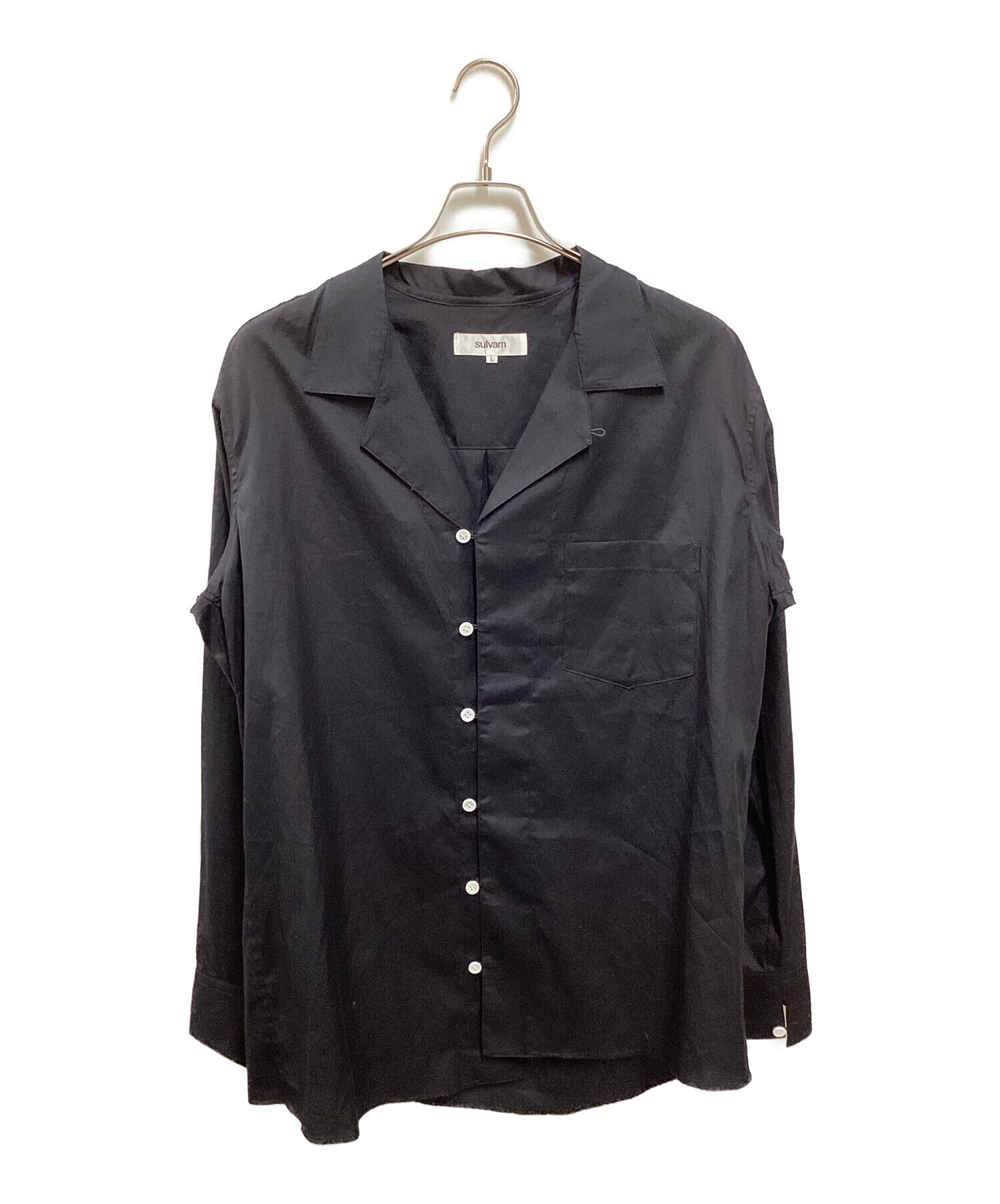 sulvam (サルバム) オープンカラー長袖シャツ ブラック サイズ:L