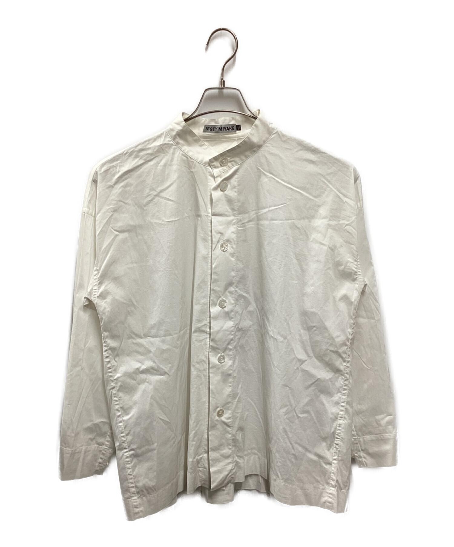 ISSEY MIYAKE (イッセイミヤケ) スタンドカラーシャツ ホワイト サイズ:2