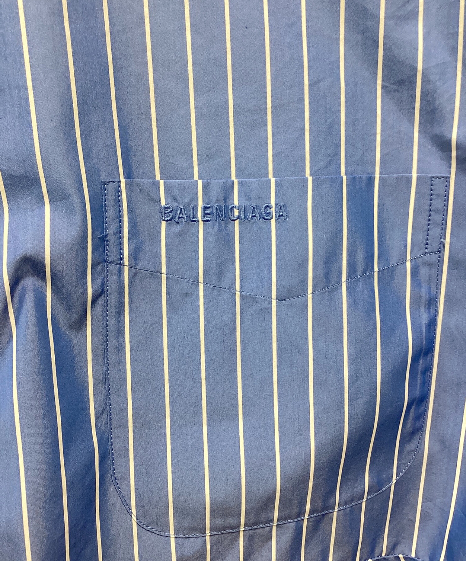 BALENCIAGA (バレンシアガ) ストライプシャツ ブルー サイズ:34