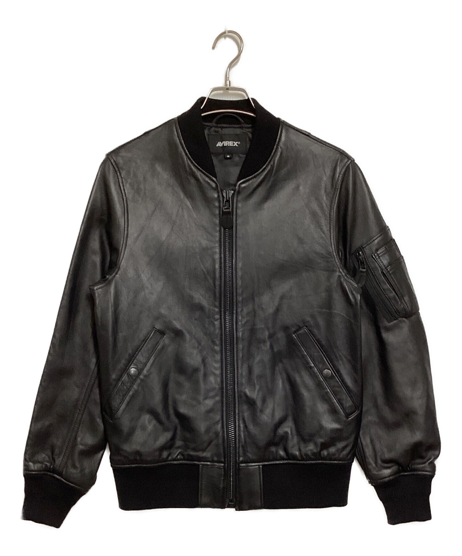 中古・古着通販】AVIREX (アヴィレックス) シープスキンレザーMA-1 AVIREX レザージャケット MA-1 黒  M フライトジャケット