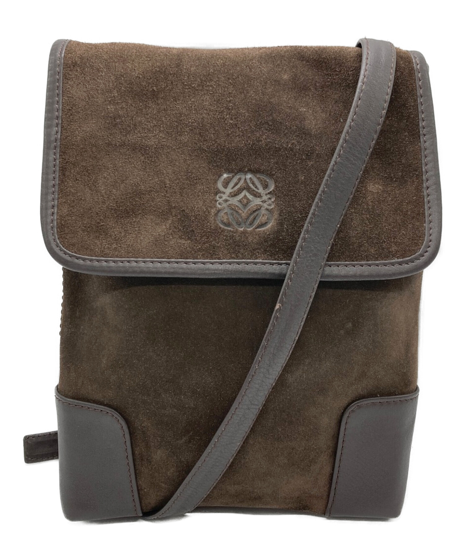 中古・古着通販】LOEWE (ロエベ) スウェードショルダーバッグ ブラウン  