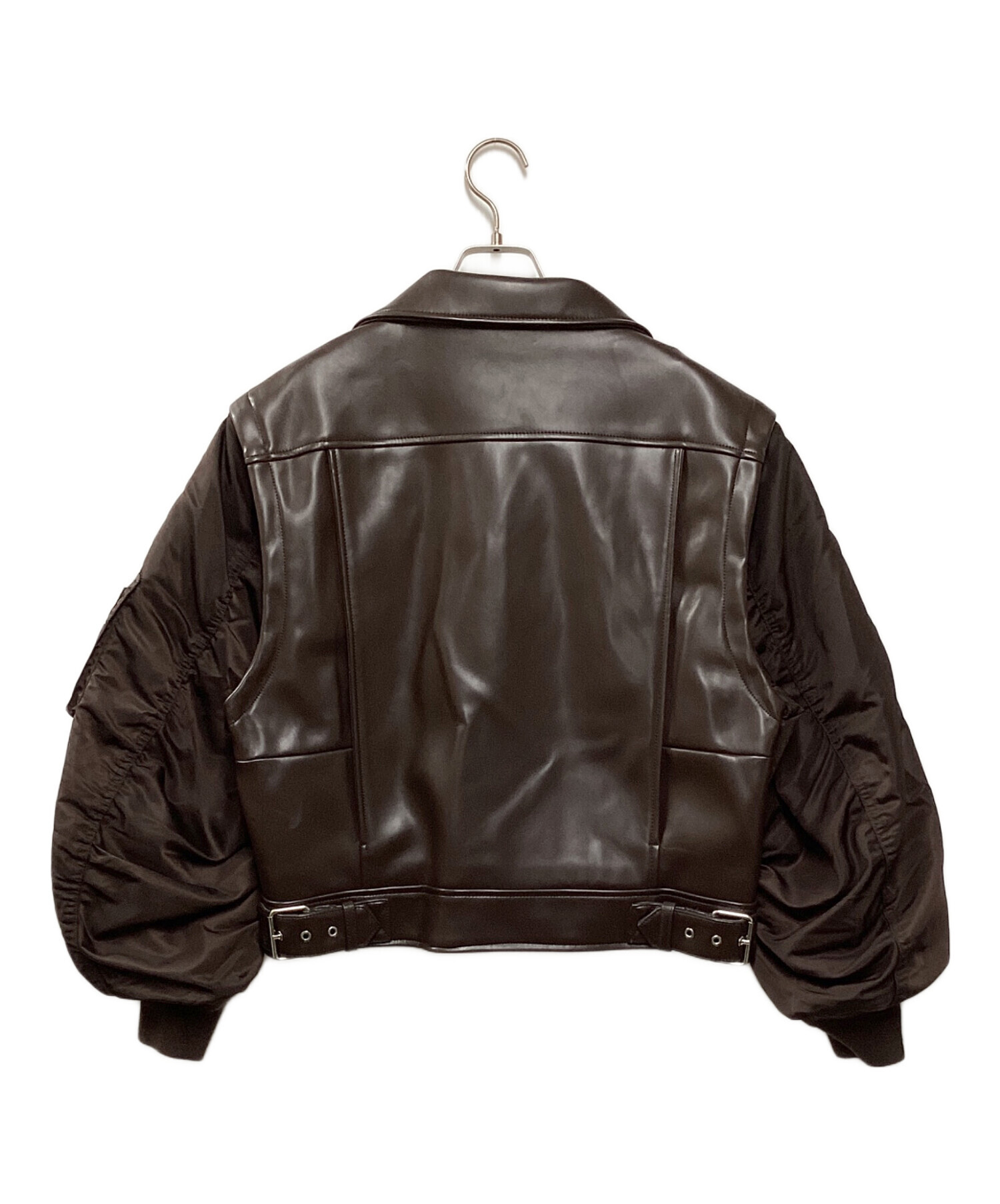 LE CIEL BLEU ラムレザー ジャケット 38 ノーカラー フリル 本革 LE CIEL BLEU（ライダースジャケット）のフリマアイテム一覧