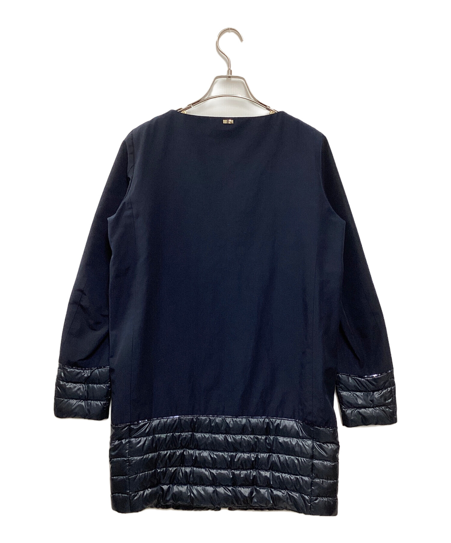 中古・古着通販】HERNO (ヘルノ) ノーカラーダウン切替コート ネイビー 