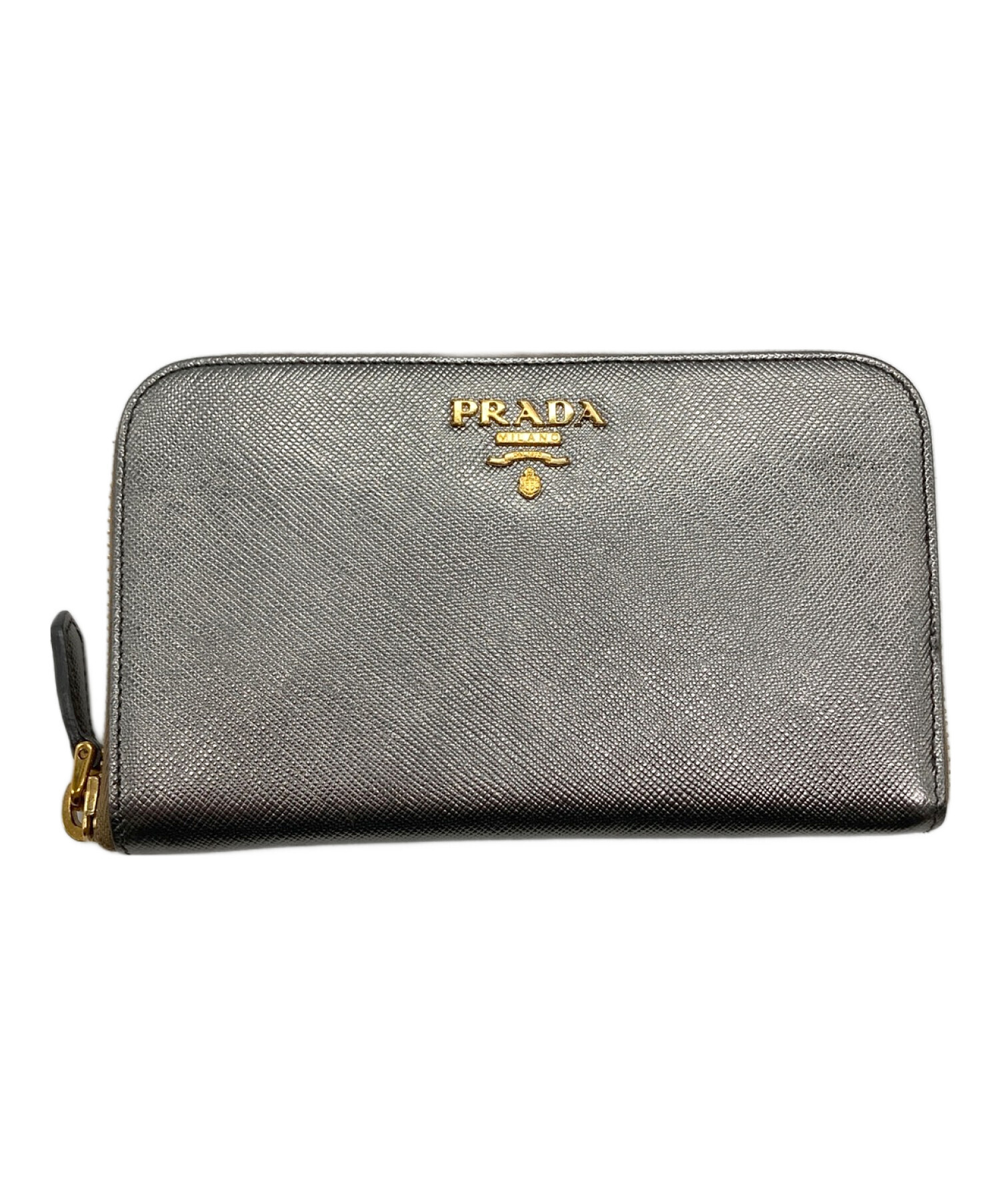 中古・古着通販】PRADA (プラダ) ラウンドジップウォレット シルバー 