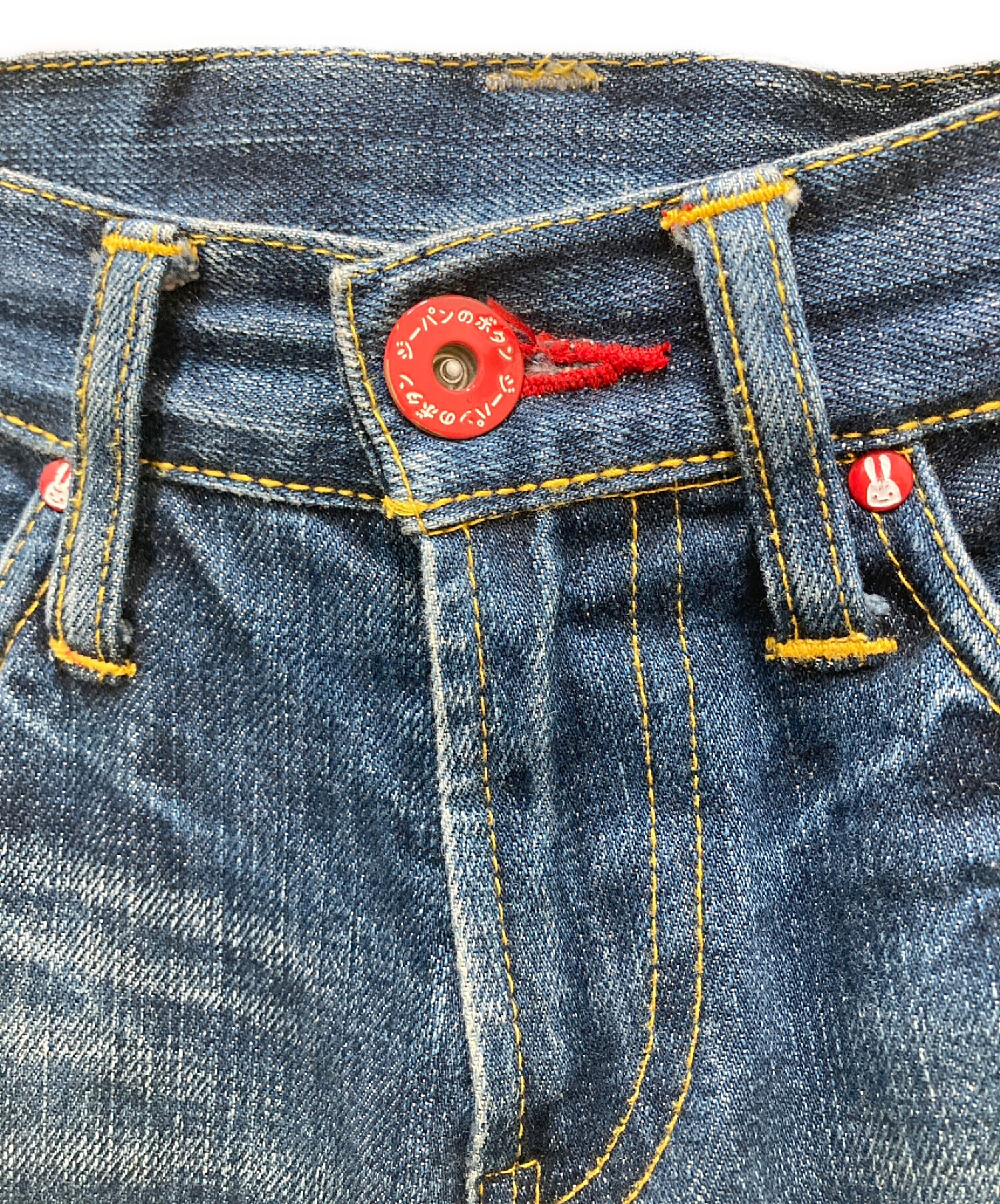 CUNE ウサギ刺繍ダークブルーデニムパンツ　ウエストゴム サイズ3 CUNE ウサギ刺繍ダークブルーデニムパンツ ウエストゴム サイズ3