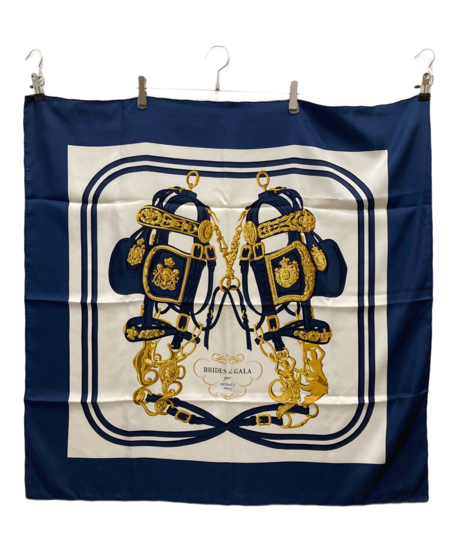 中古・古着通販】HERMES (エルメス) カレ90シルクスカーフ ホワイト  