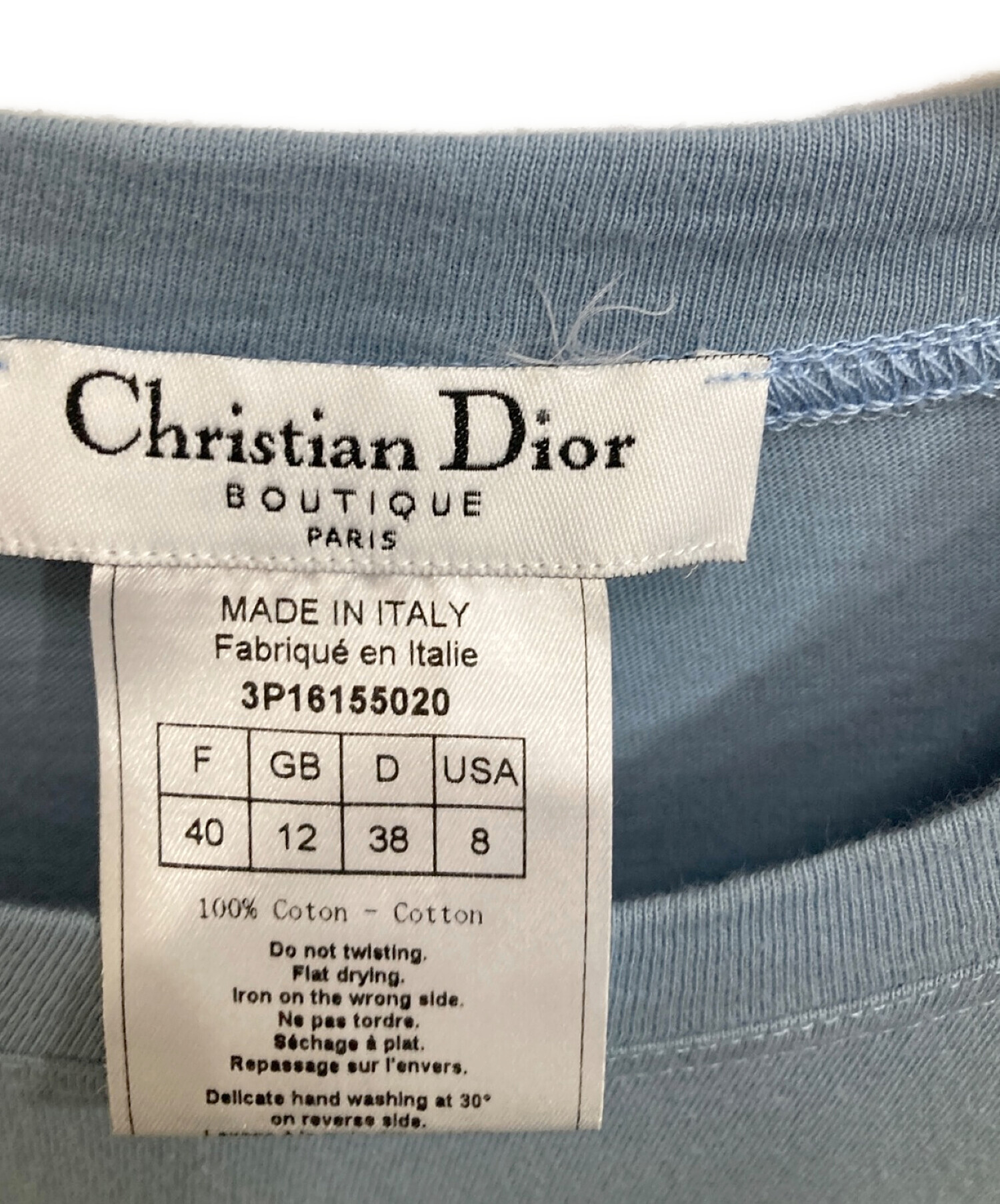 Christian Dior (クリスチャン ディオール) J'ADORE フェルト刺繍Tシャツ ブルー サイズ:40