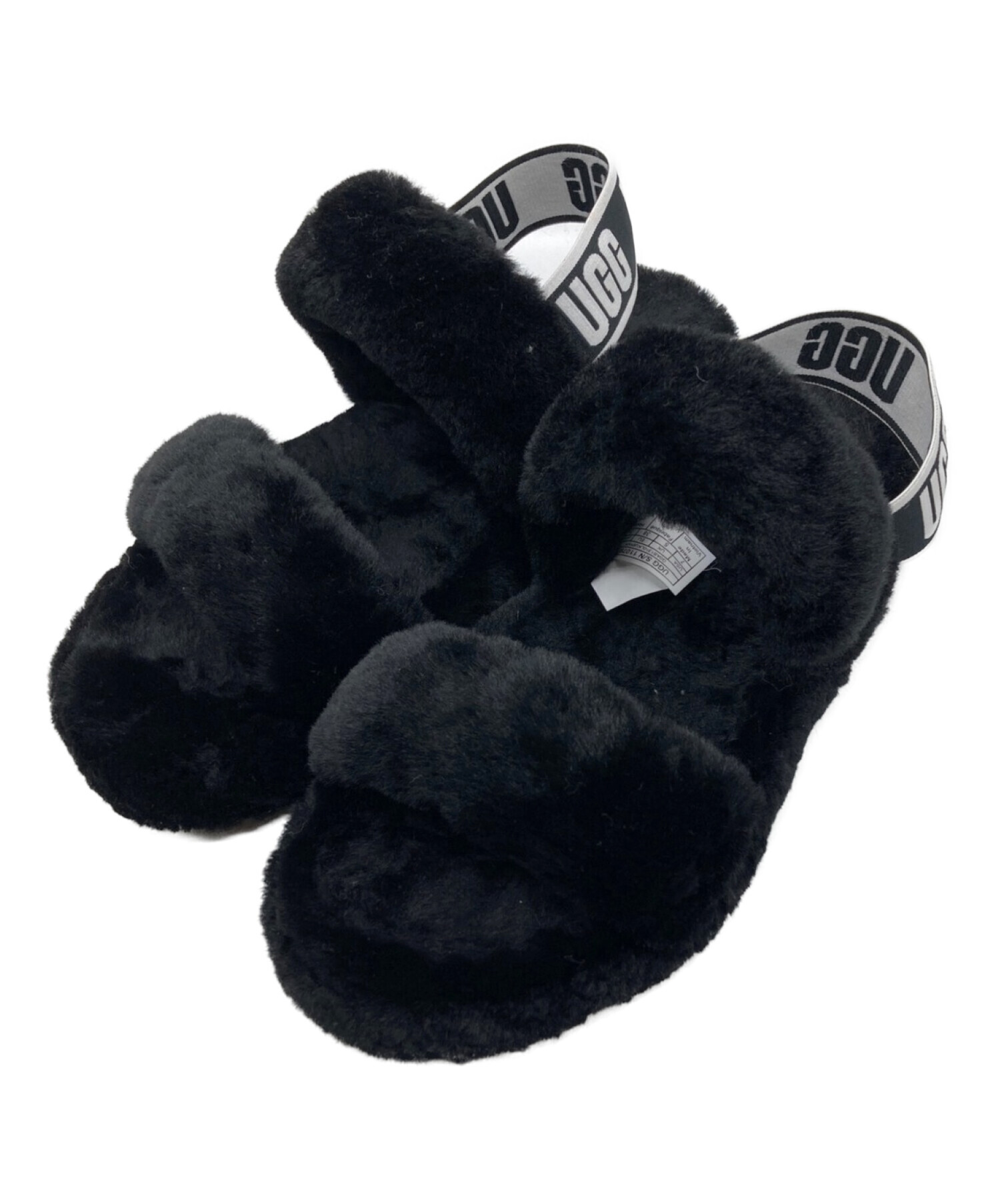 中古・古着通販】UGG (アグ) ファーサンダル ブラック サイズ:24 