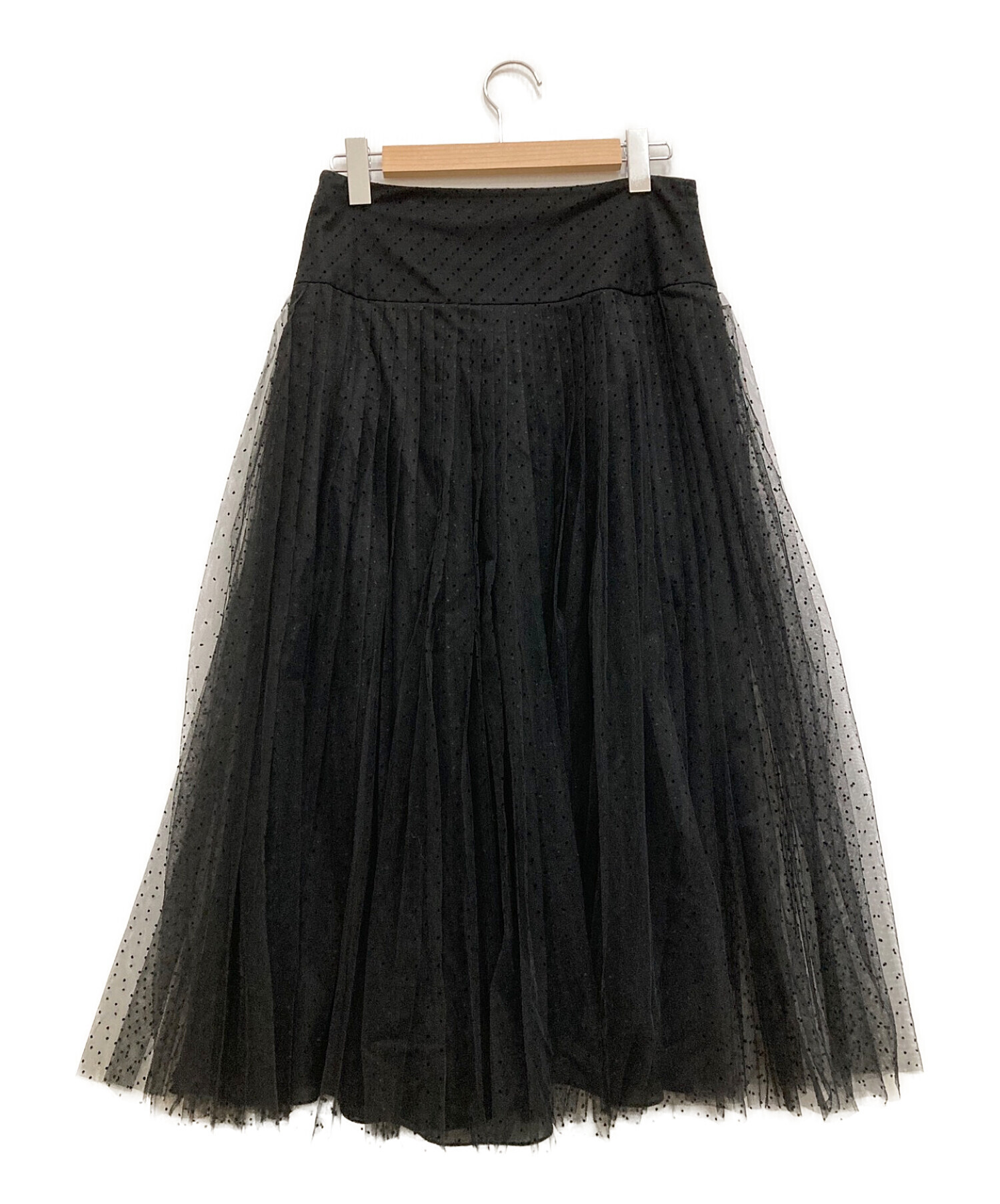 Christian Dior (クリスチャン ディオール) プリーツレーススカート ブラック サイズ:I 44