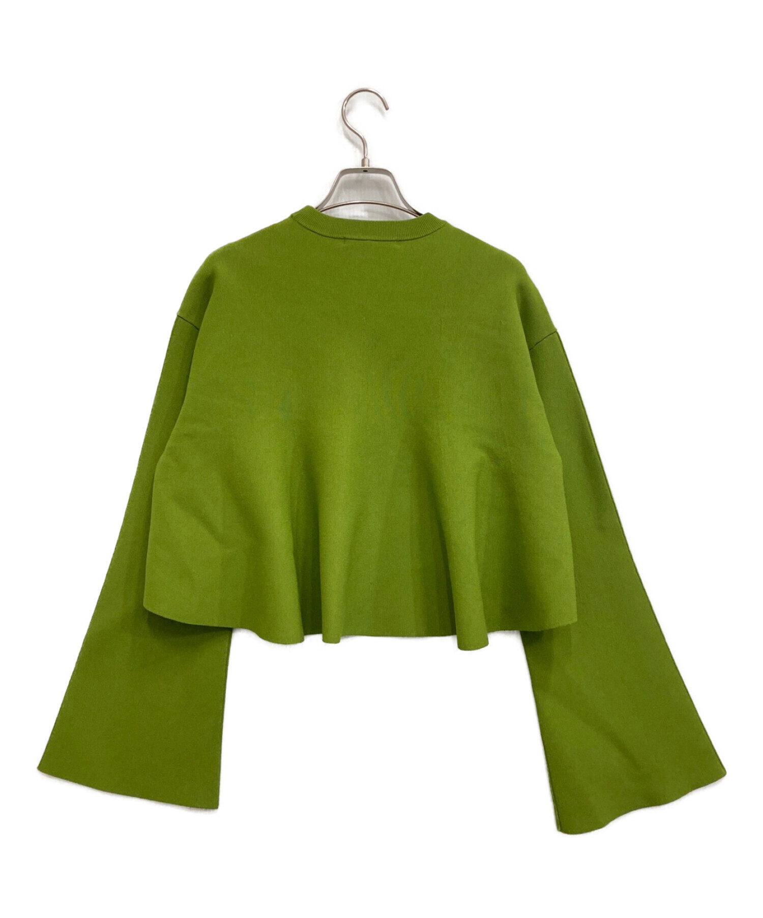 中古・古着通販】UN3D. (アンスリード) FLARE SHORT KNIT TOP グリーン 