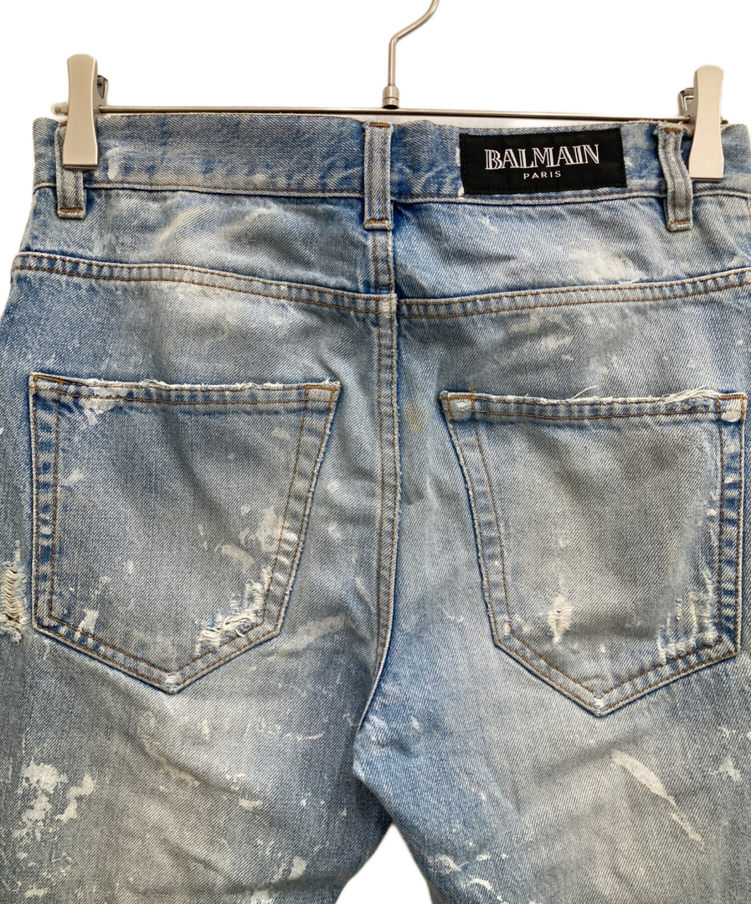 BALMAIN 28サイズ ダメージジーンズ メンズ スキニー 黒パン 高級品 
