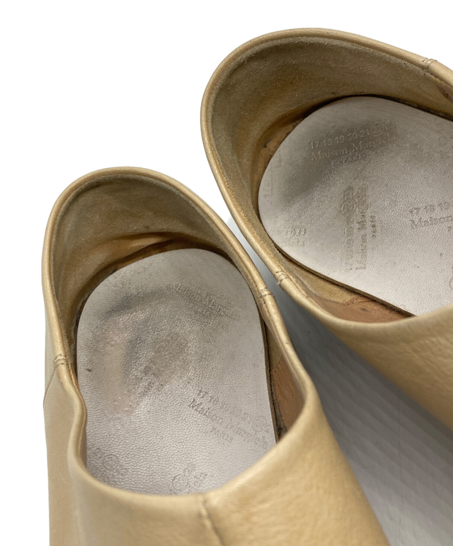未使用 Maison Margiela フラットシューズ 35 ベージュ 擦れ合っ 本革