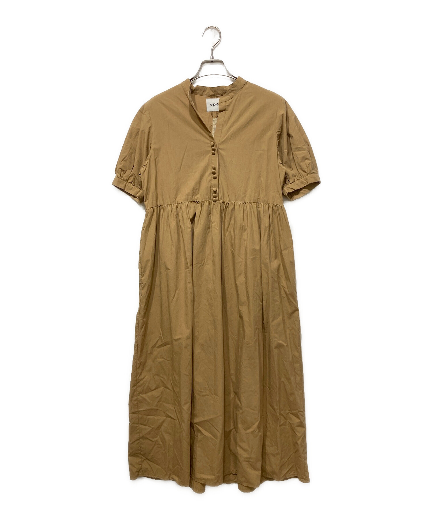 中古・古着通販】epa (エパ) 半袖ワンピース ブラウン サイズ:FREE  