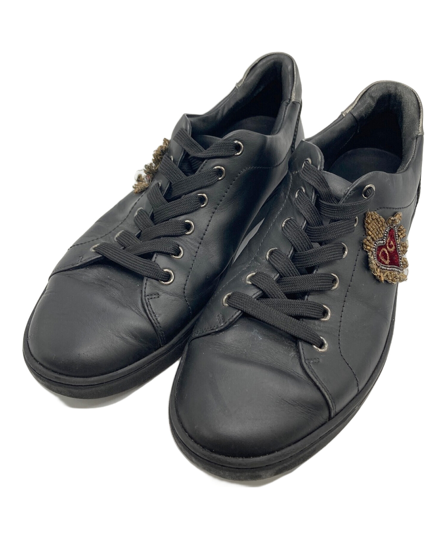 D&G ドルチェ＆ガッパーナ　本革　黒 スニーカー 本体 付属品あり 希少 SALE】DOLCE&GABBANA ドルチェアンドガッバーナ スニーカー DG ロゴ