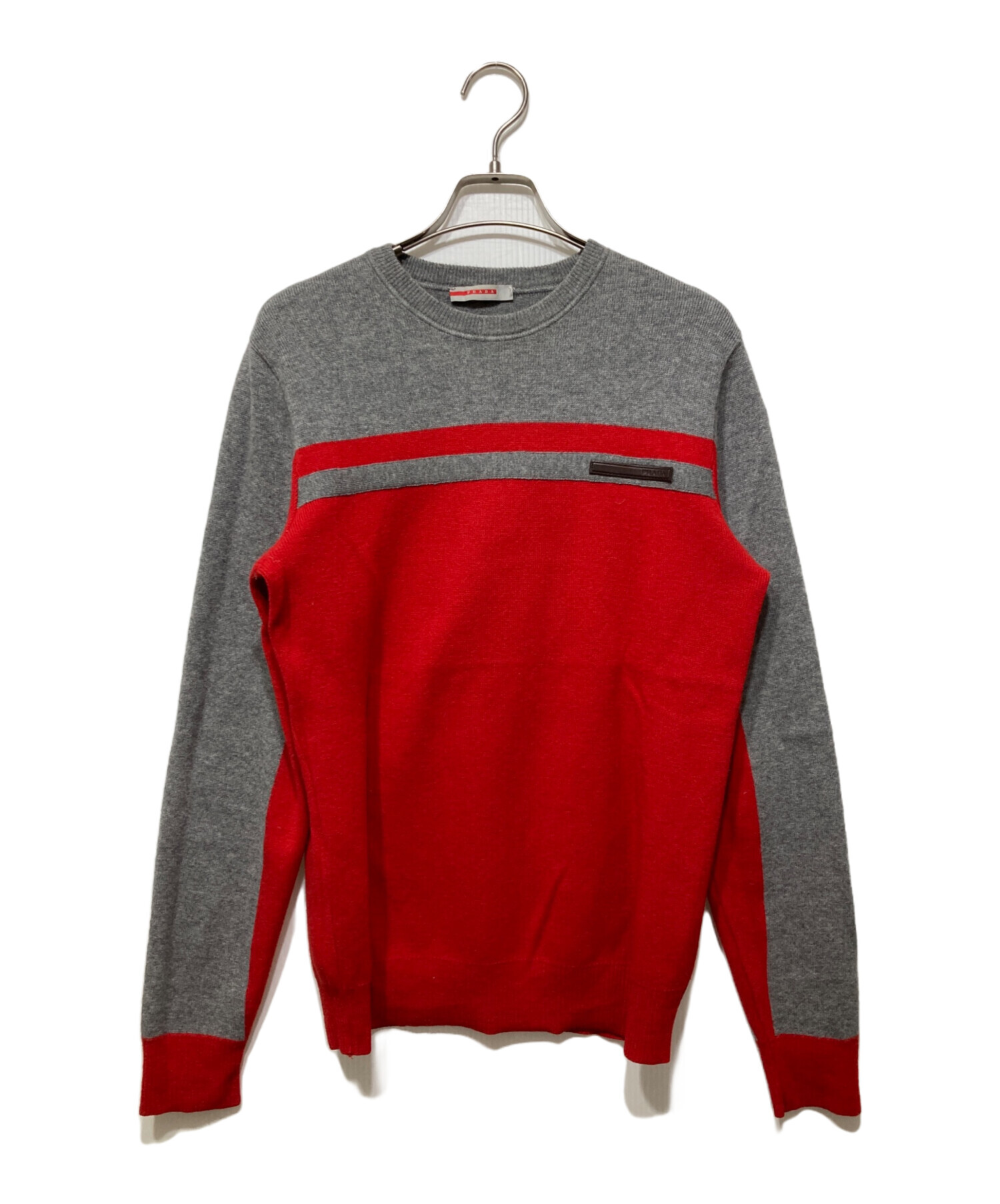 中古・古着通販】PRADA (プラダ) ウールニット レッド×グレー サイズ 