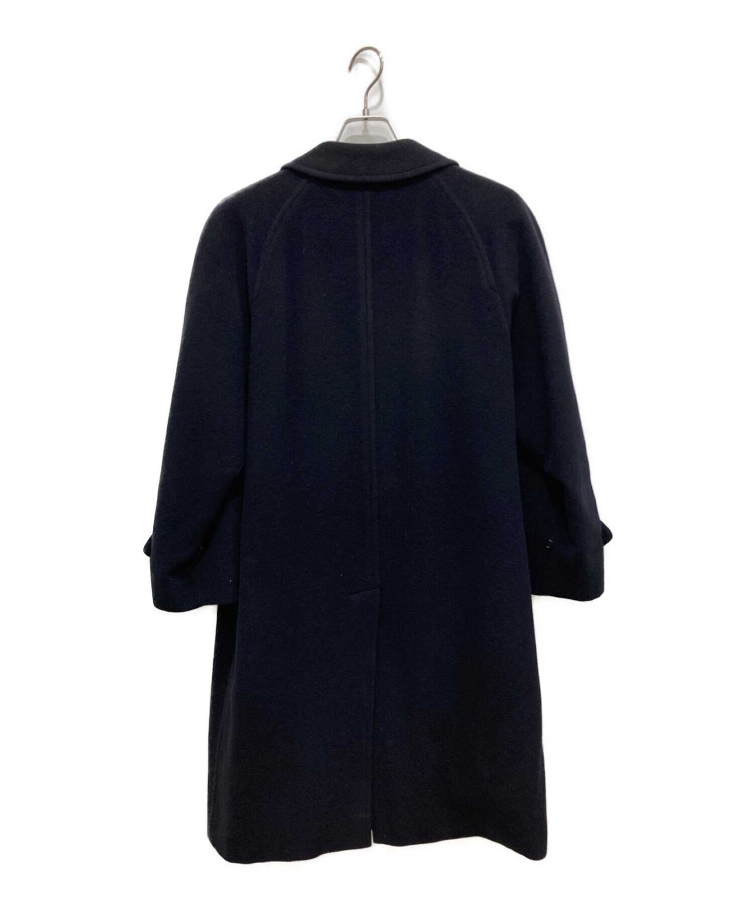 バーバリー カシミヤ混 ウール ステンカラーコート ロングコート ネイビー 極美品✨】 バーバリーズ ロング ウール カシミヤ混 ネイビー 紺 XL