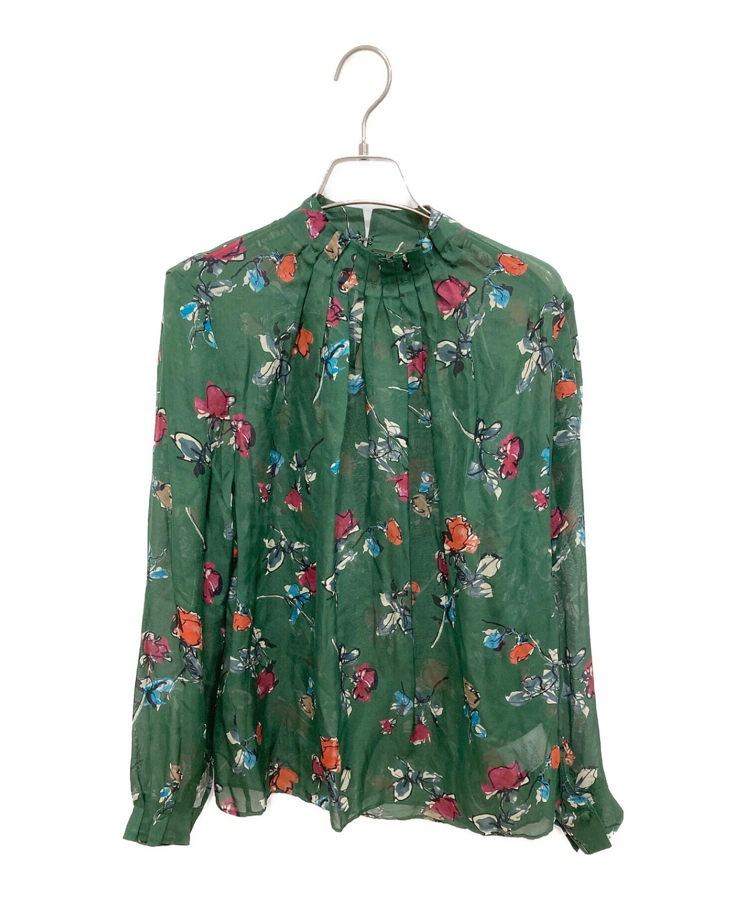 TOMORROWLAND collection シルクフラワープリント ボウタイ ブラウス 