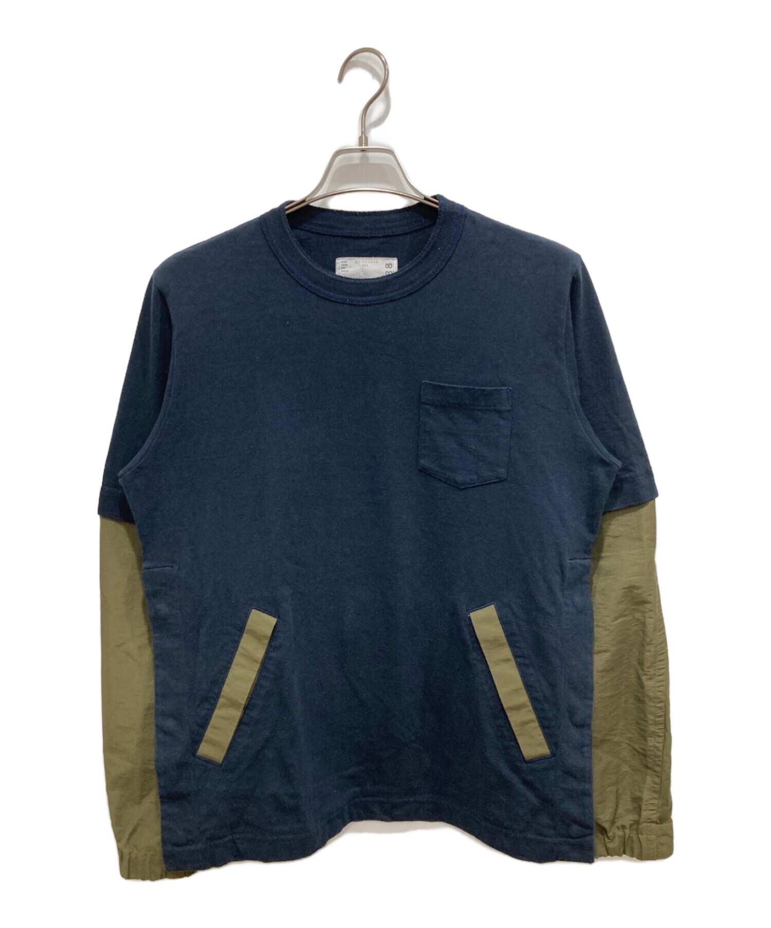 中古・古着通販】sacai (サカイ) ナイロン切替カットソー ネイビー 
